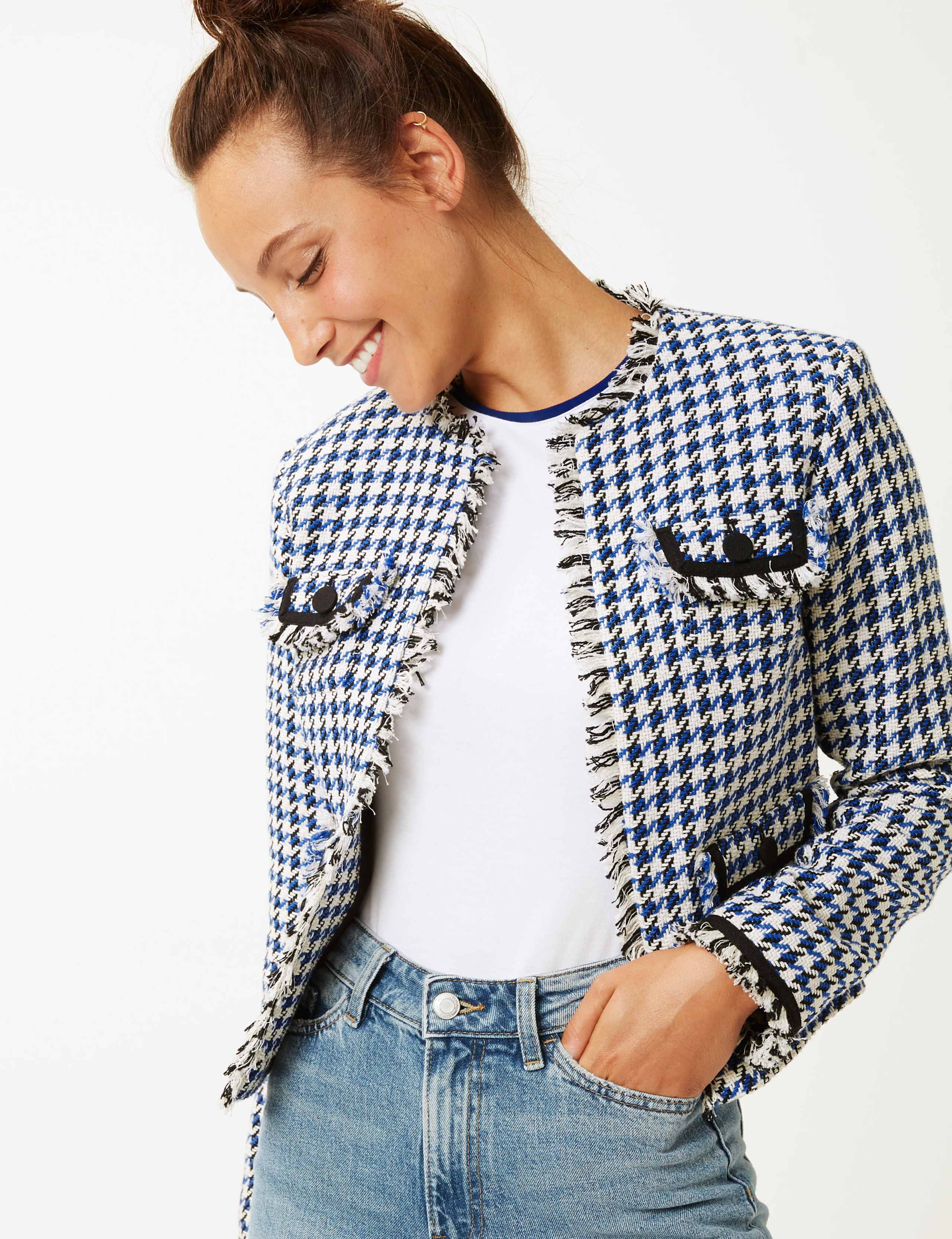 Checked Open Front Blazer 3 of 4