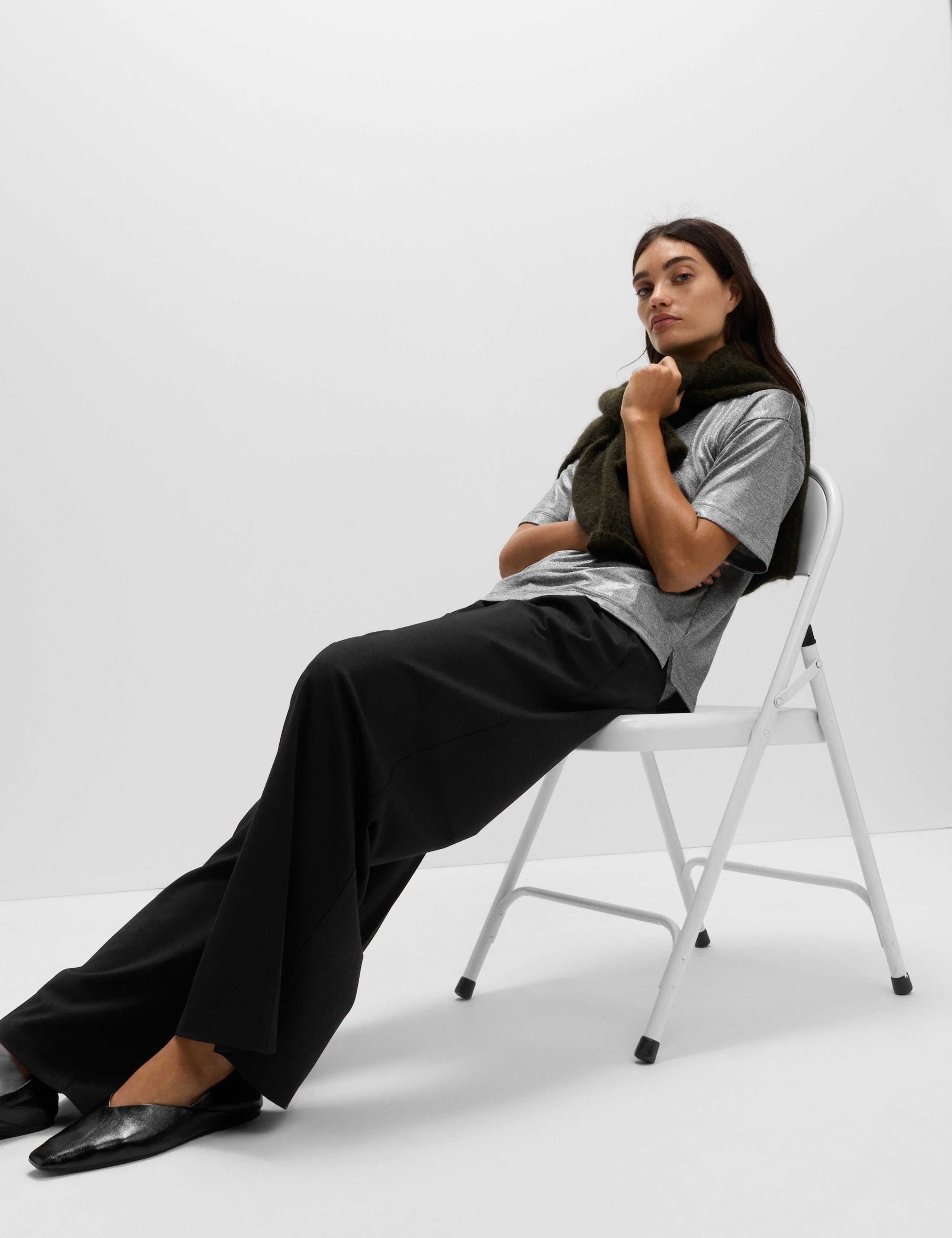 Pleated Wide Leg Trousers with Wool 3 of 6