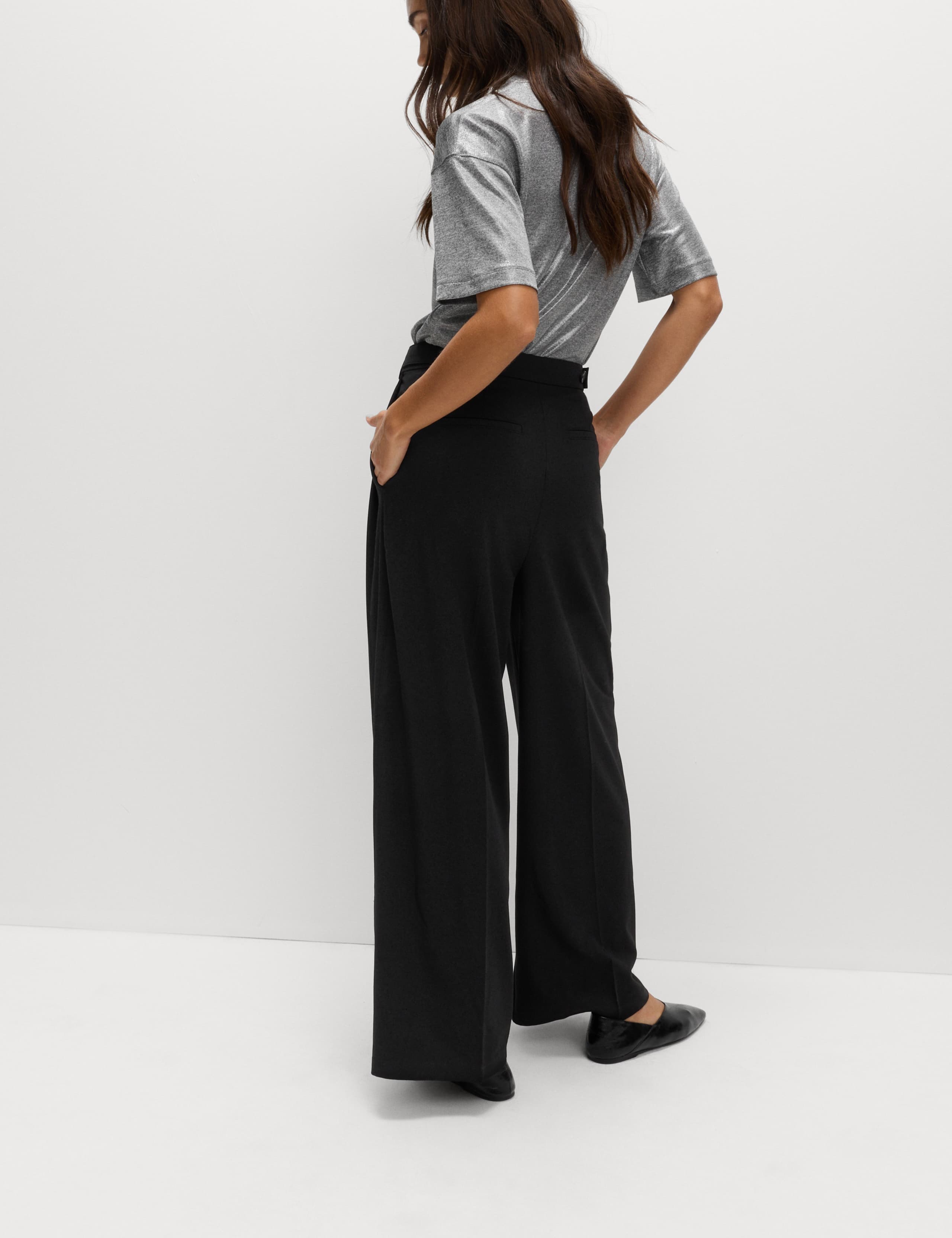Pleated Wide Leg Trousers with Wool 6 of 6