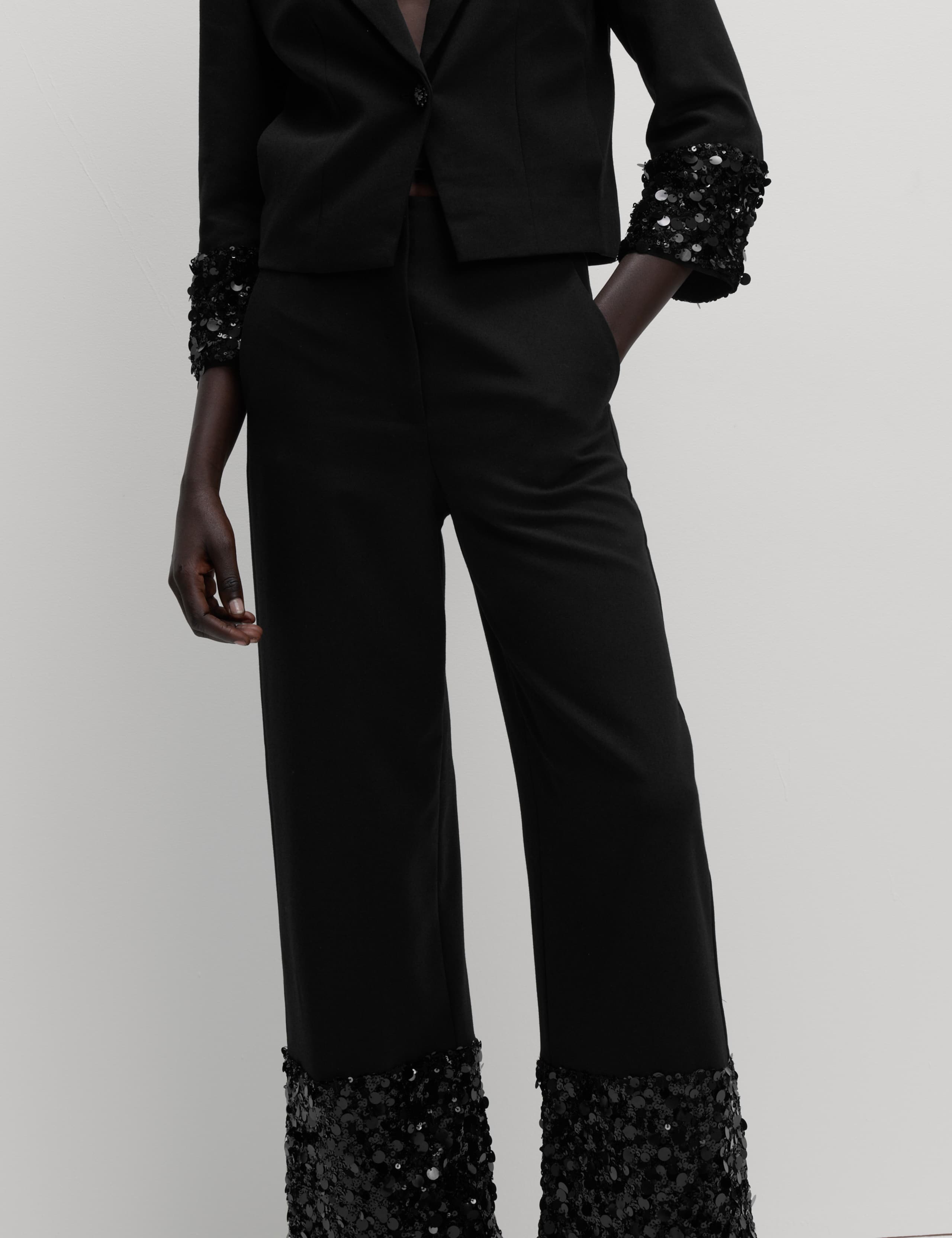Sequin Panelled Straight Leg Trousers 5 of 7