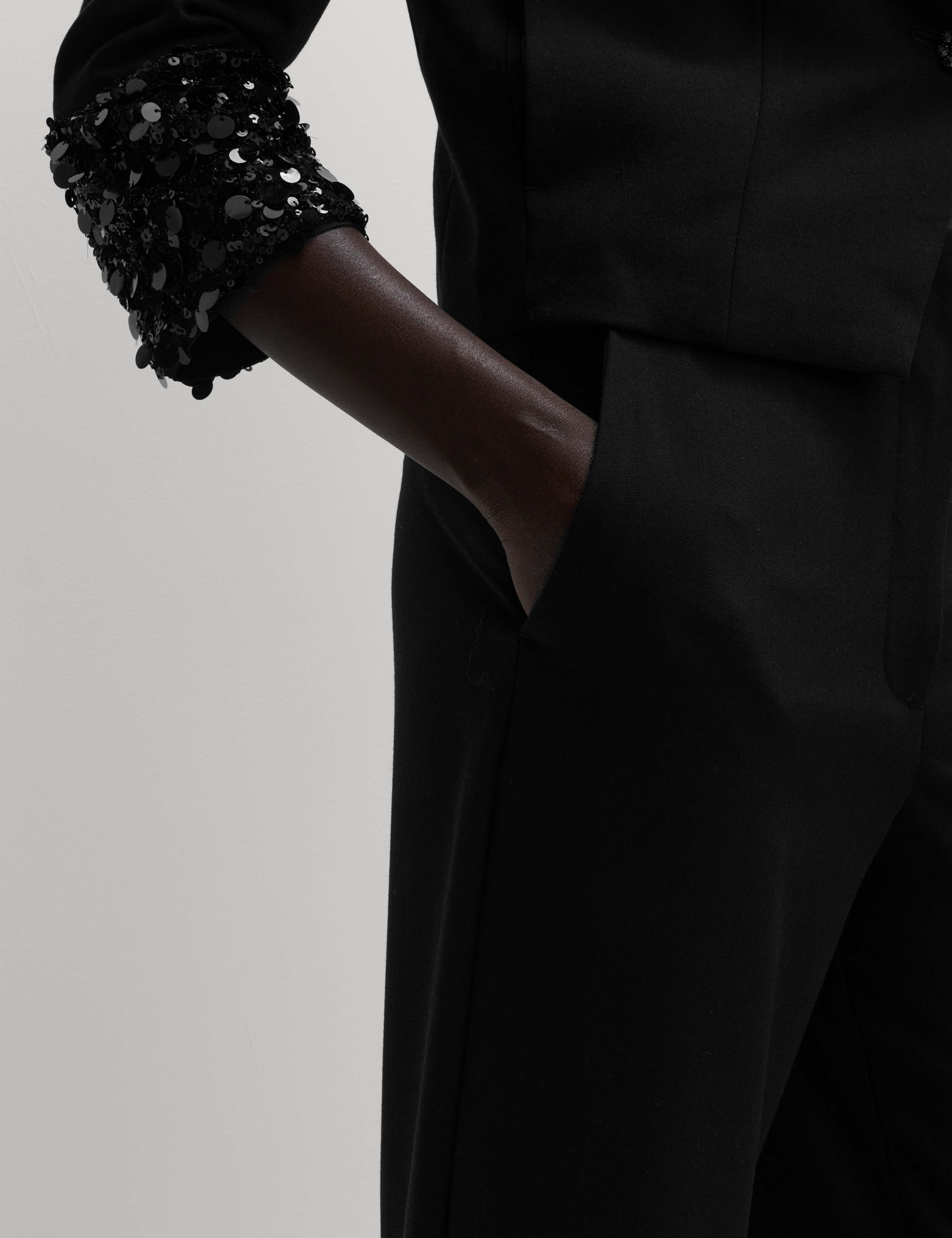 Sequin Paneled Straight Ankle Grazer Trousers 7 of 7