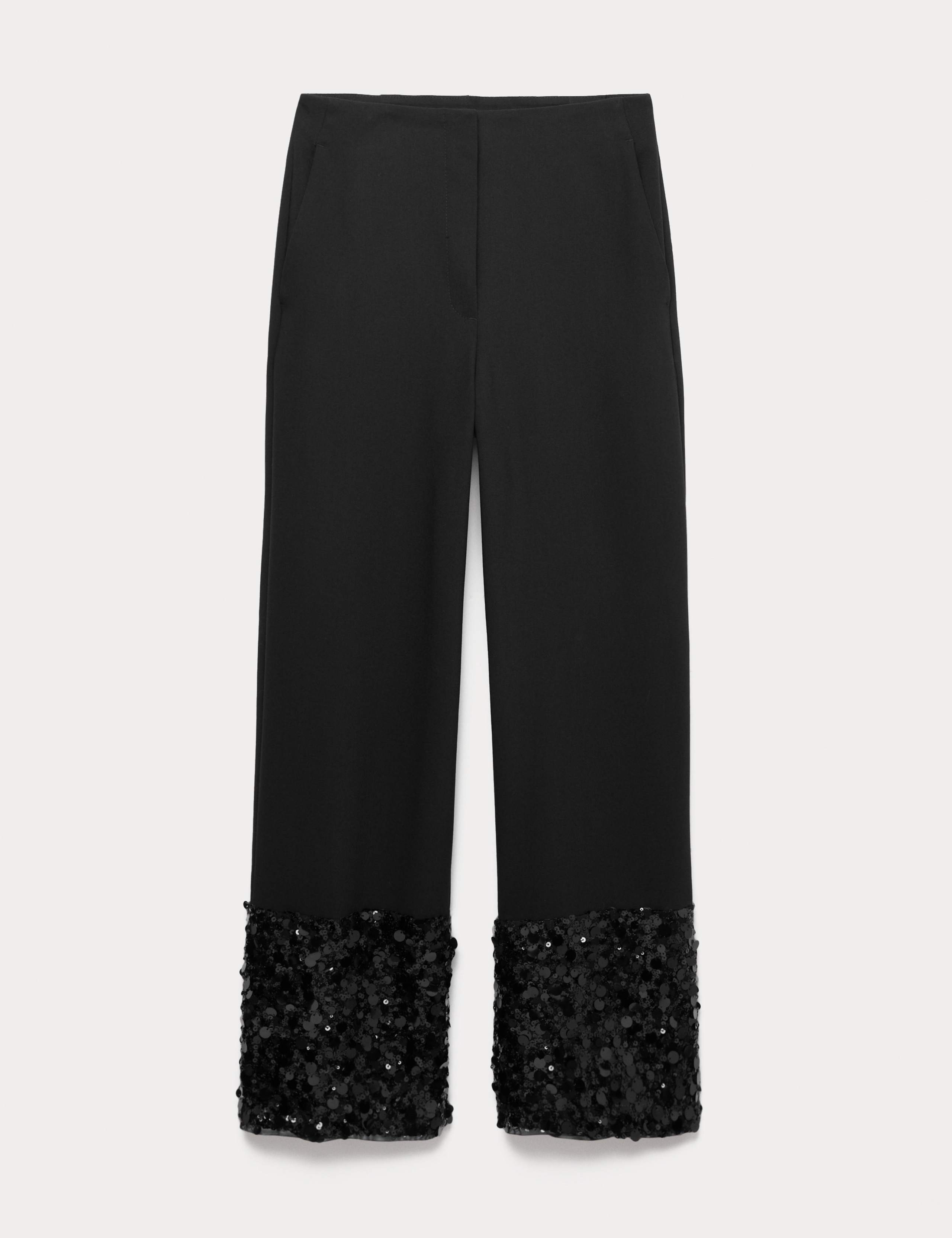 Sequin Paneled Straight Ankle Grazer Trousers 2 of 7