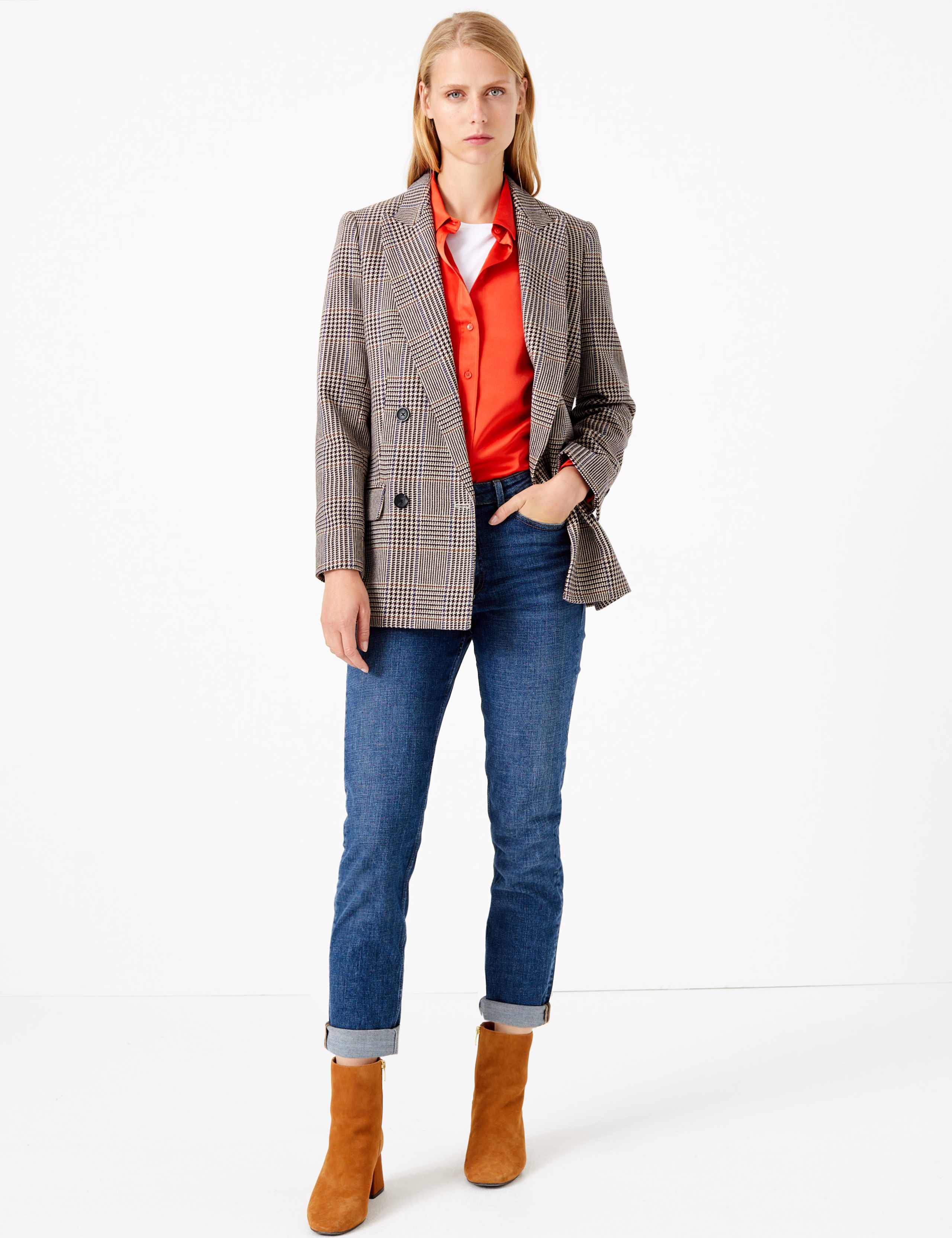 Italian Wool Checked Double Breasted Blazer 4 of 6