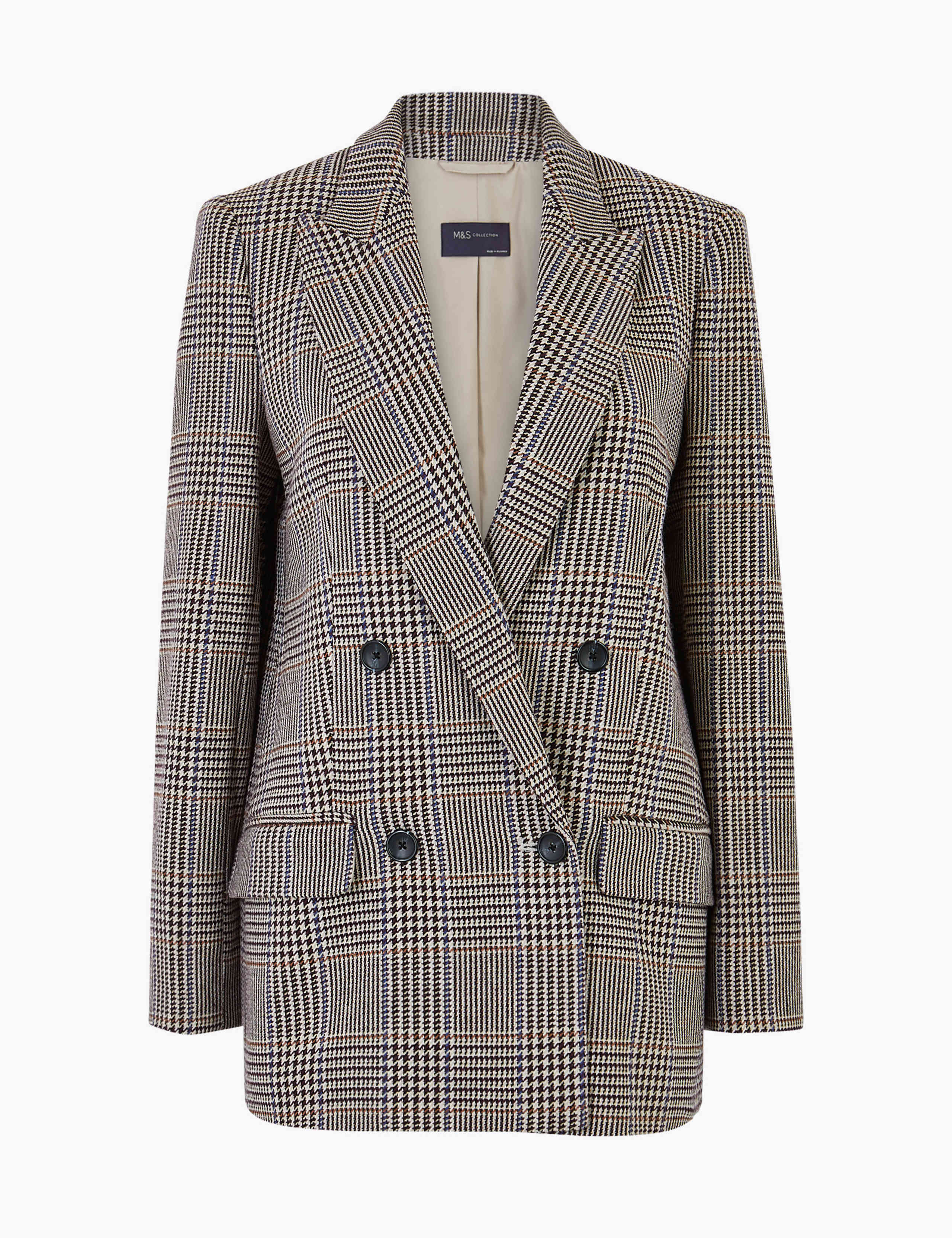 Italian Wool Checked Double Breasted Blazer 2 of 6