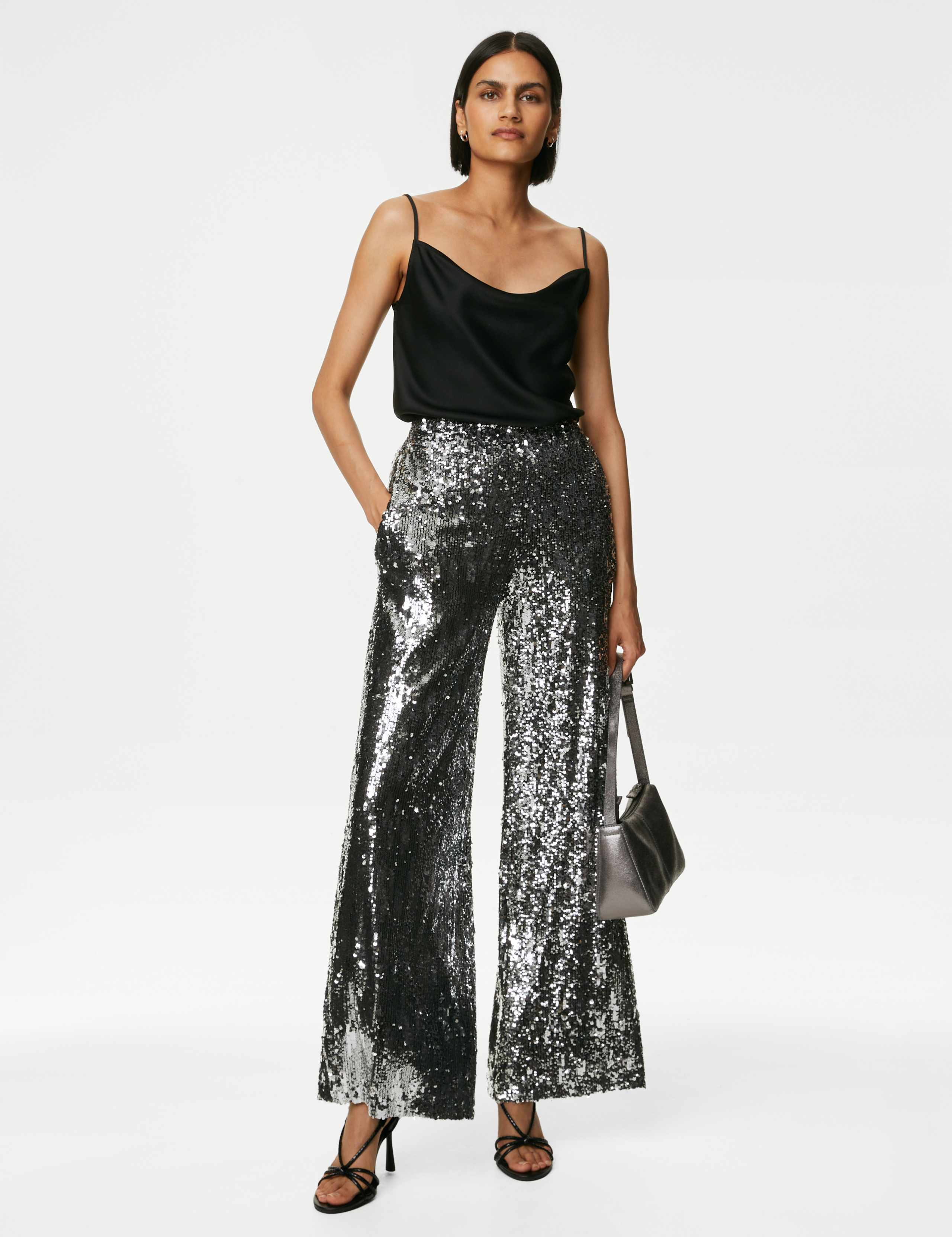 Sequin Elasticated Waist Wide Leg Trousers 3 of 6