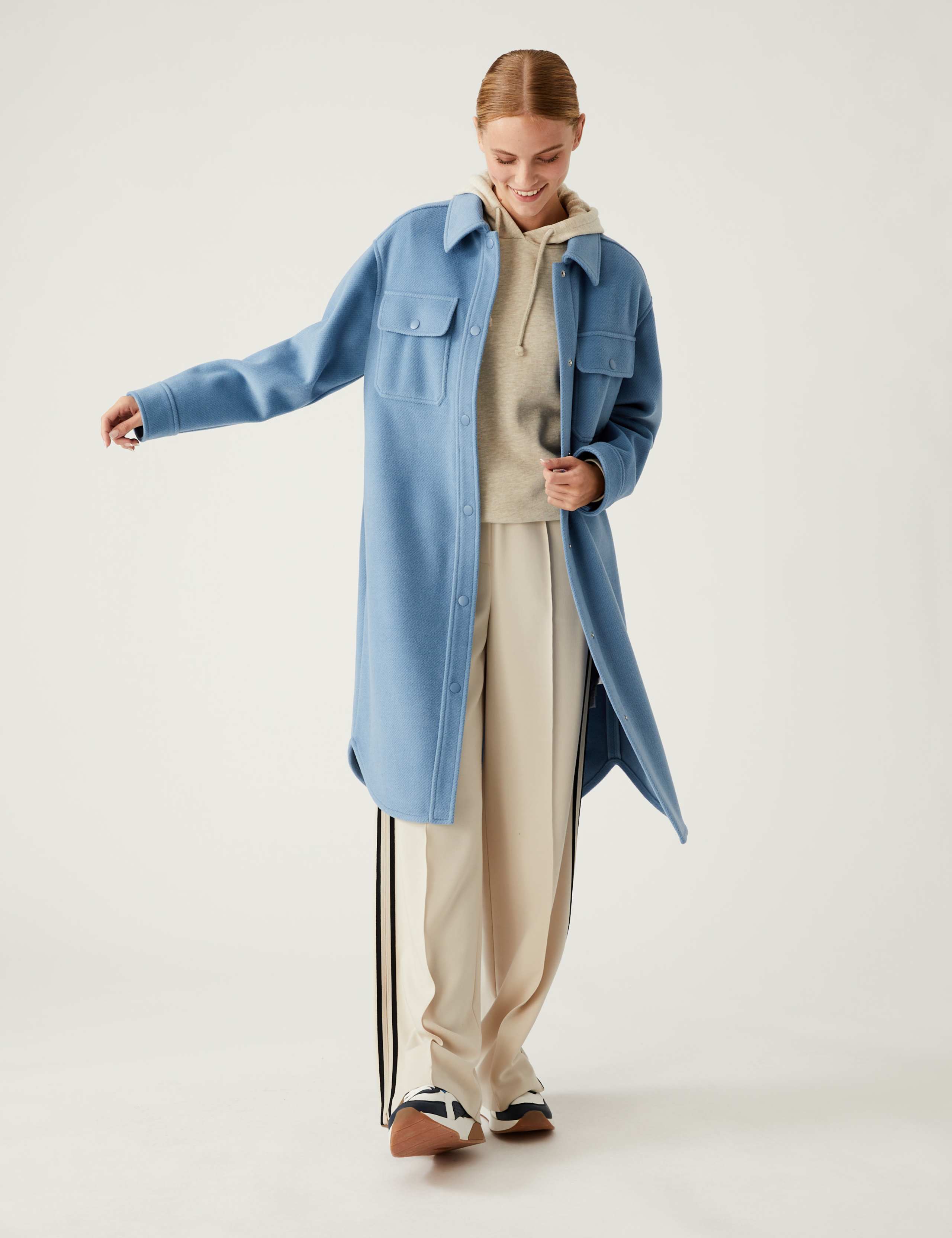 Twill Relaxed Collared Longline Shacket 3 of 5
