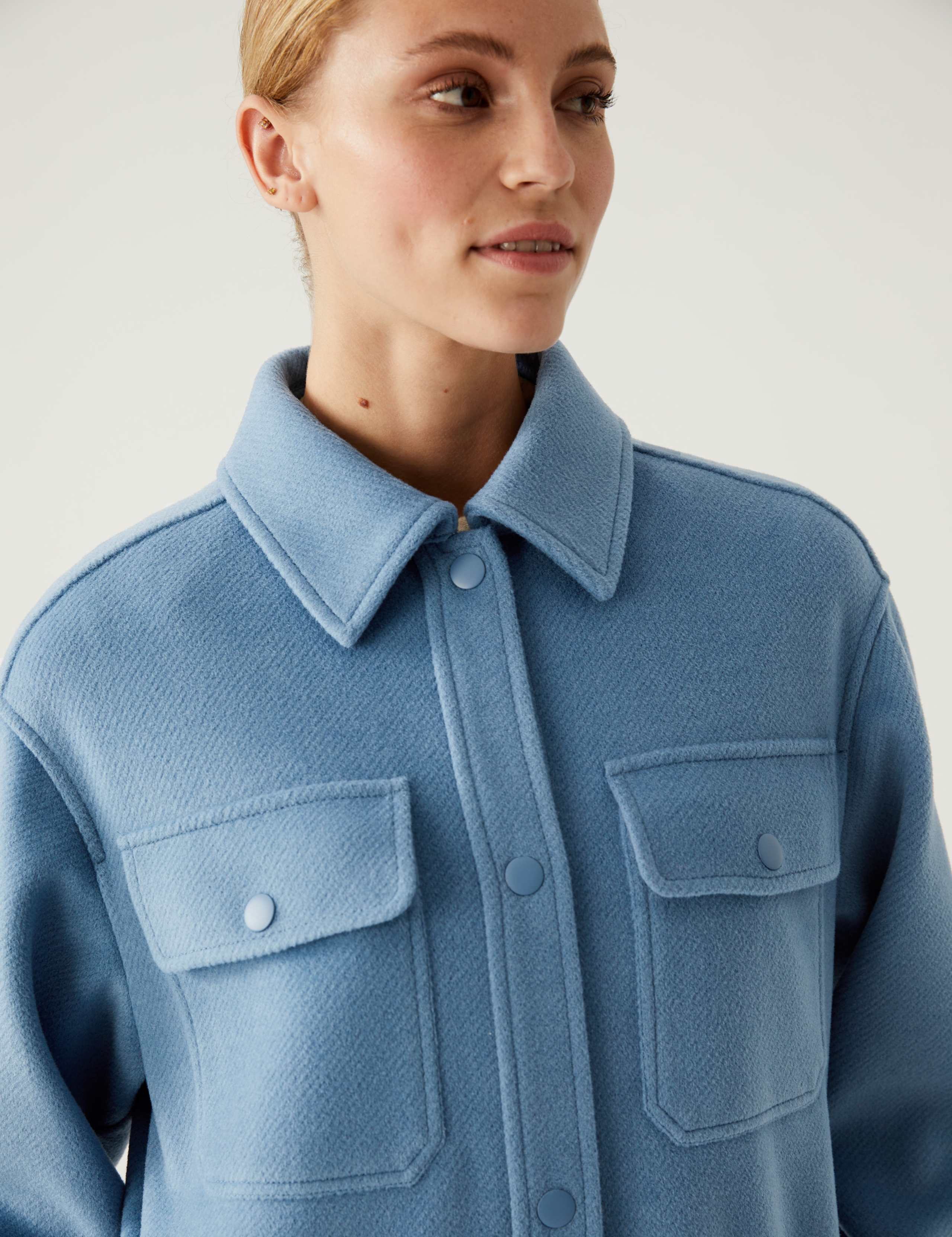 Twill Relaxed Collared Longline Shacket 4 of 5