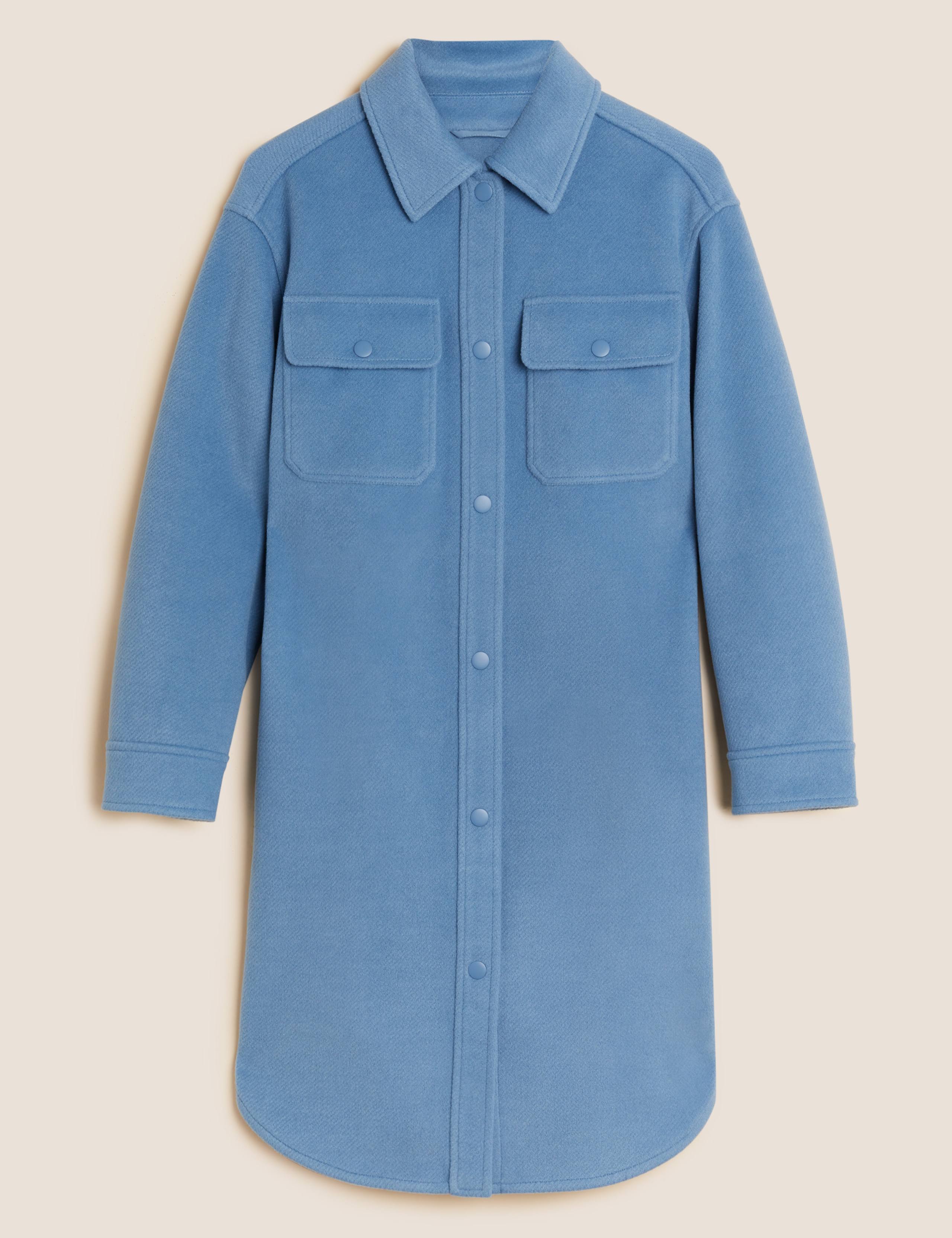 Twill Relaxed Collared Longline Shacket 2 of 5