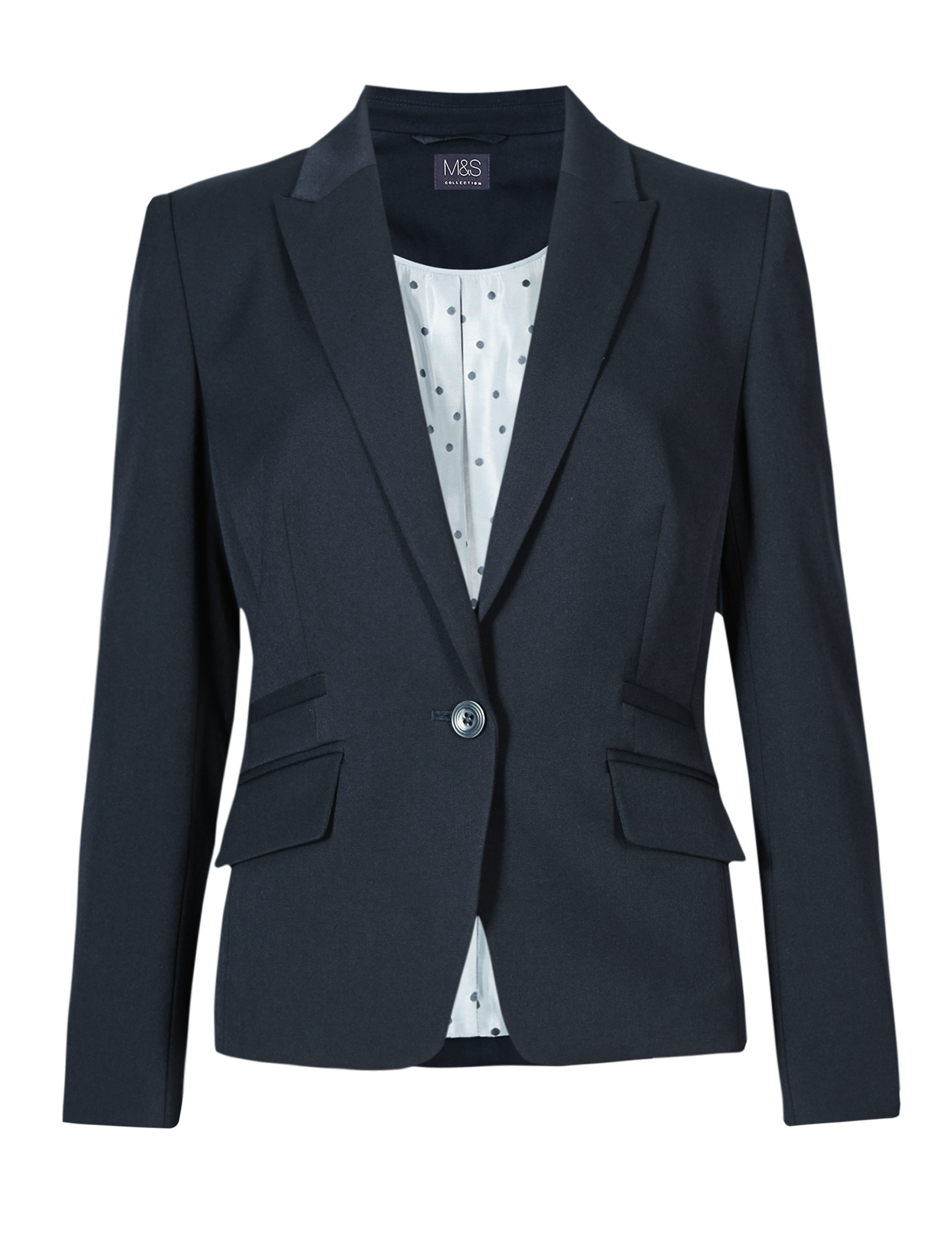1 Button Double Pockets Blazer 2 of 6