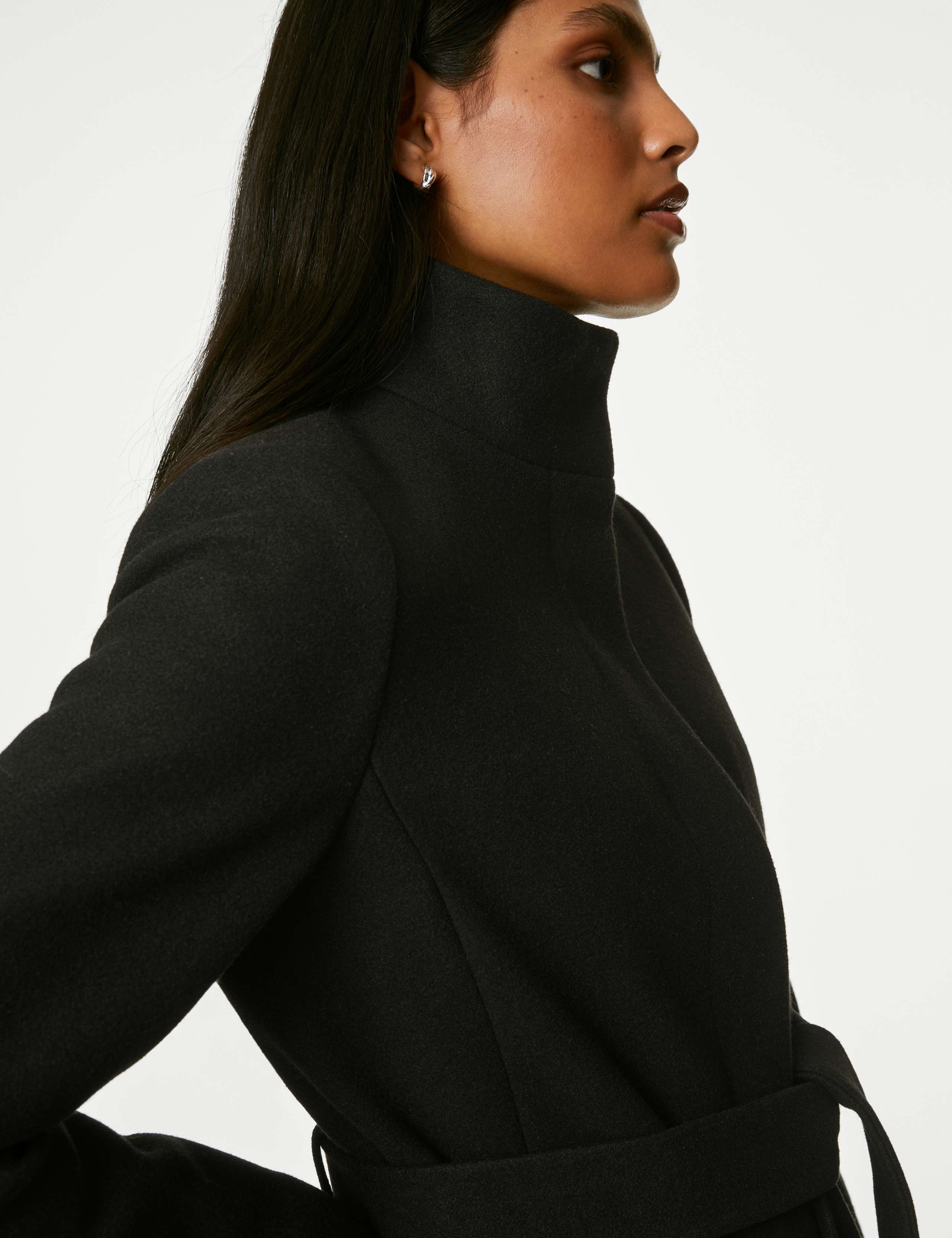 Belted Funnel Neck Trench Coat 1 of 7