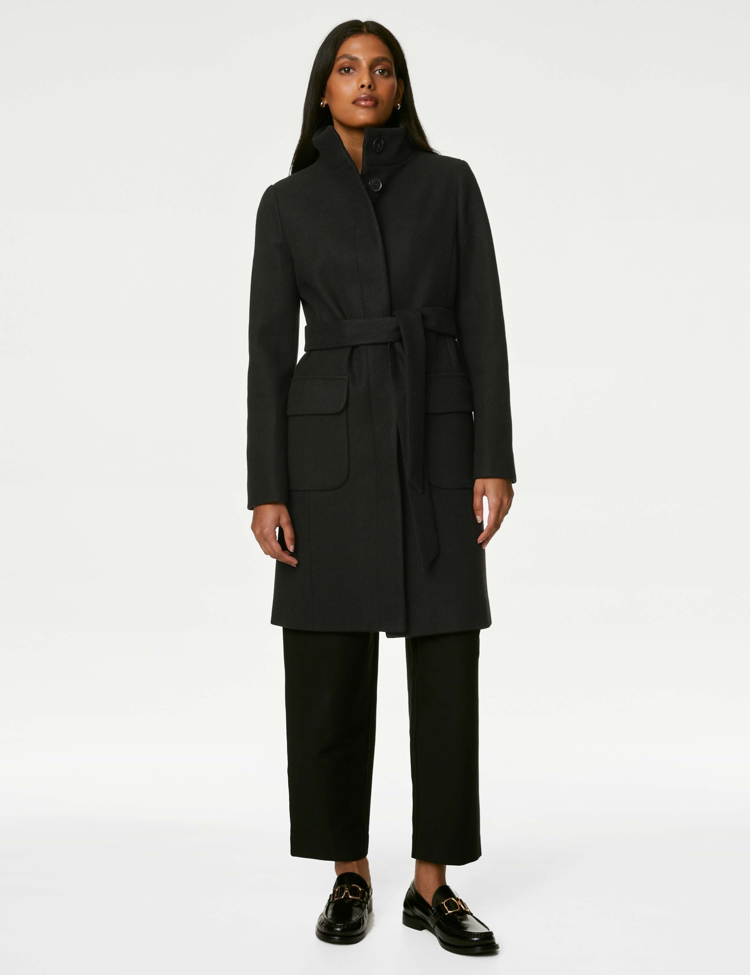 Belted Funnel Neck Trench Coat 5 of 7
