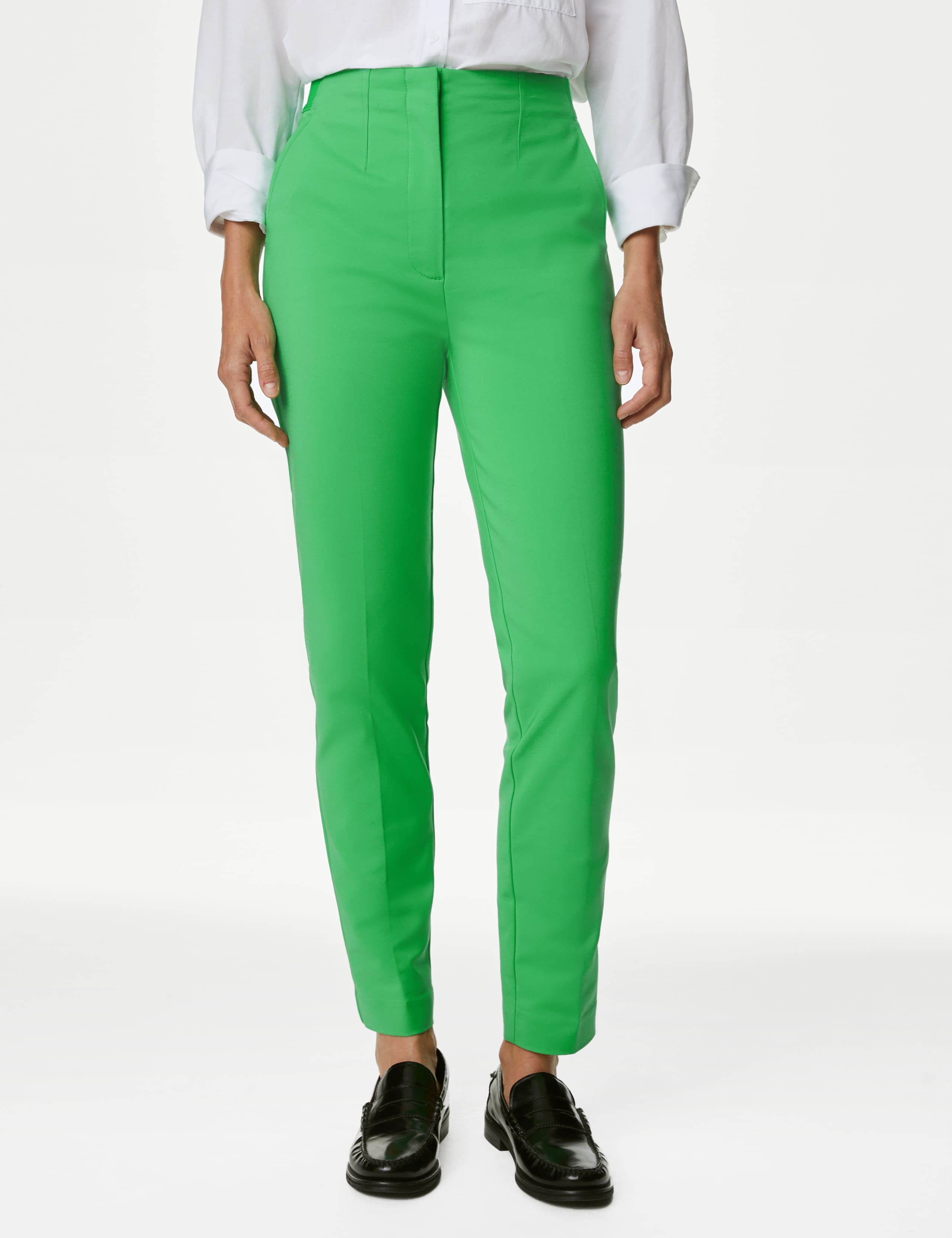 Cotton Blend Slim Fit Ankle Grazer Trousers 4 of 5