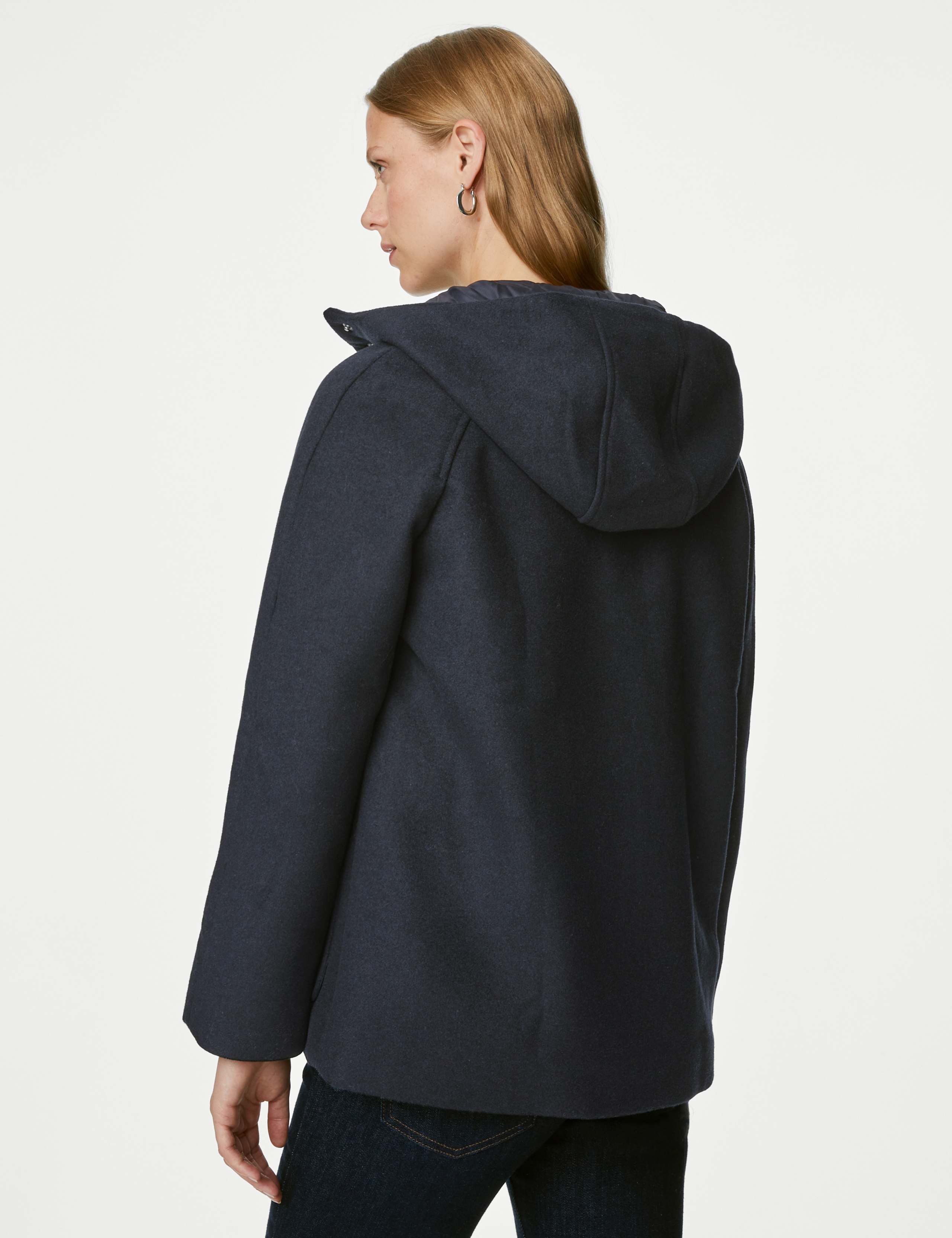 Wool Blend Hooded Short Duffle Coat 6 of 8