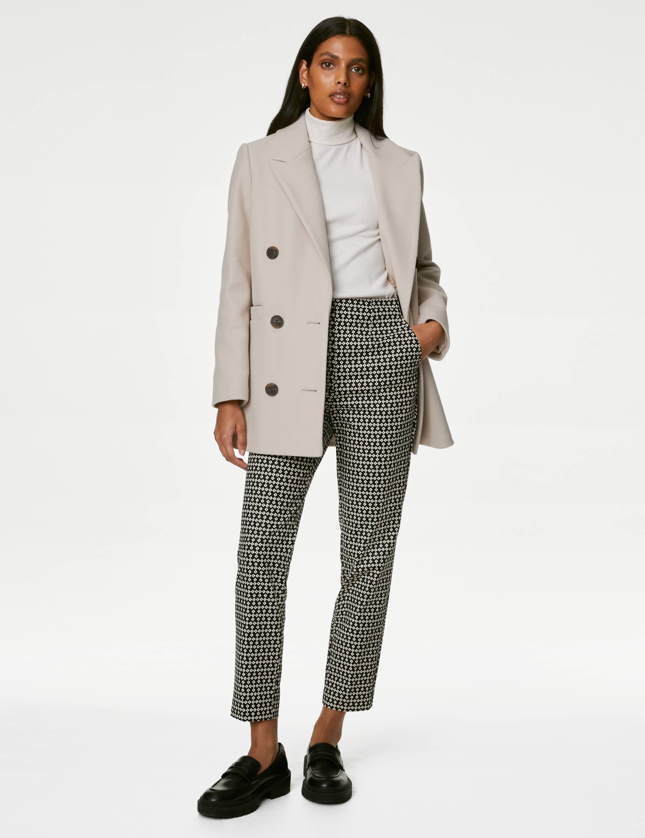 Cotton Rich Printed Slim Fit Trousers 1 of 4