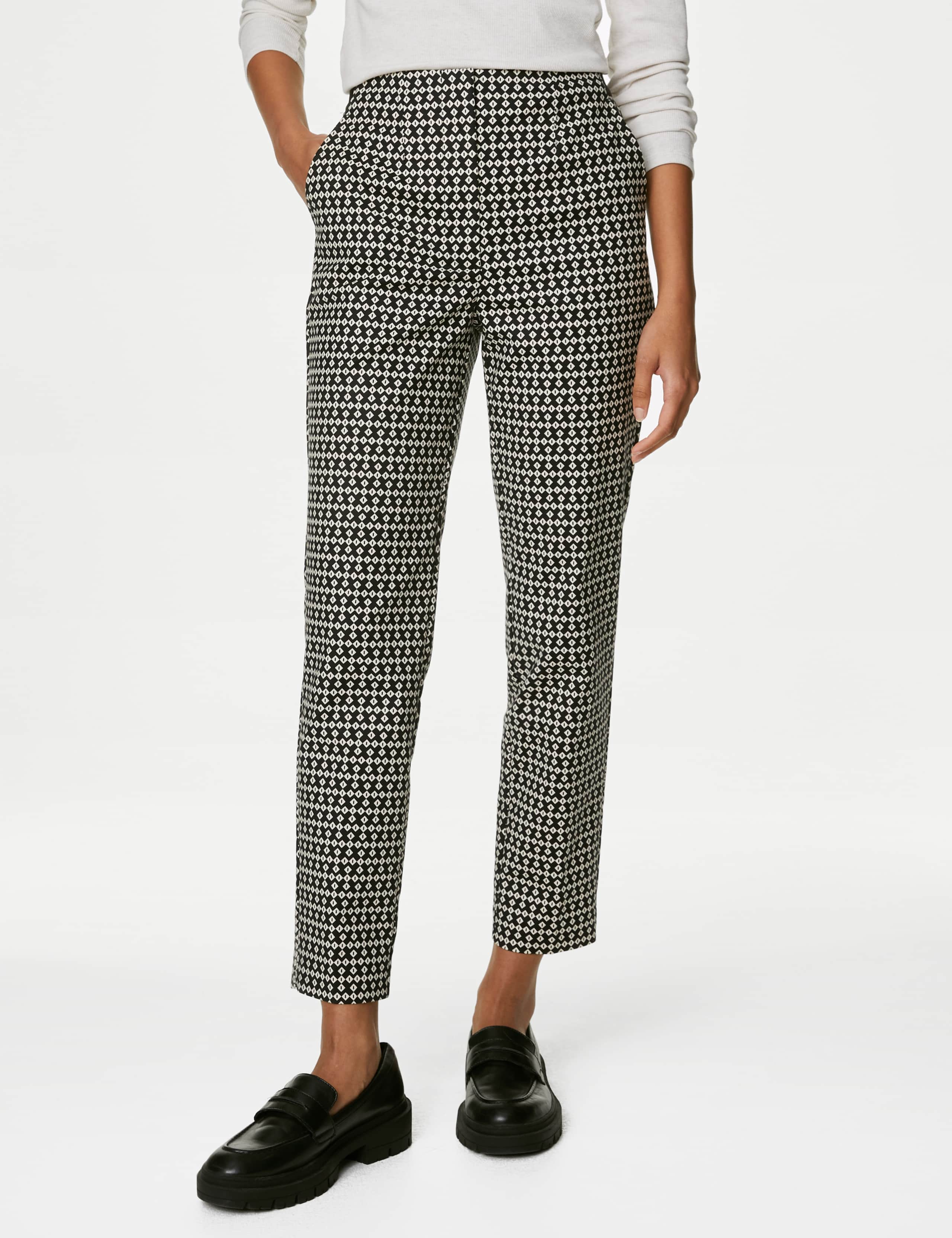 Cotton Rich Printed Slim Fit Trousers 3 of 4