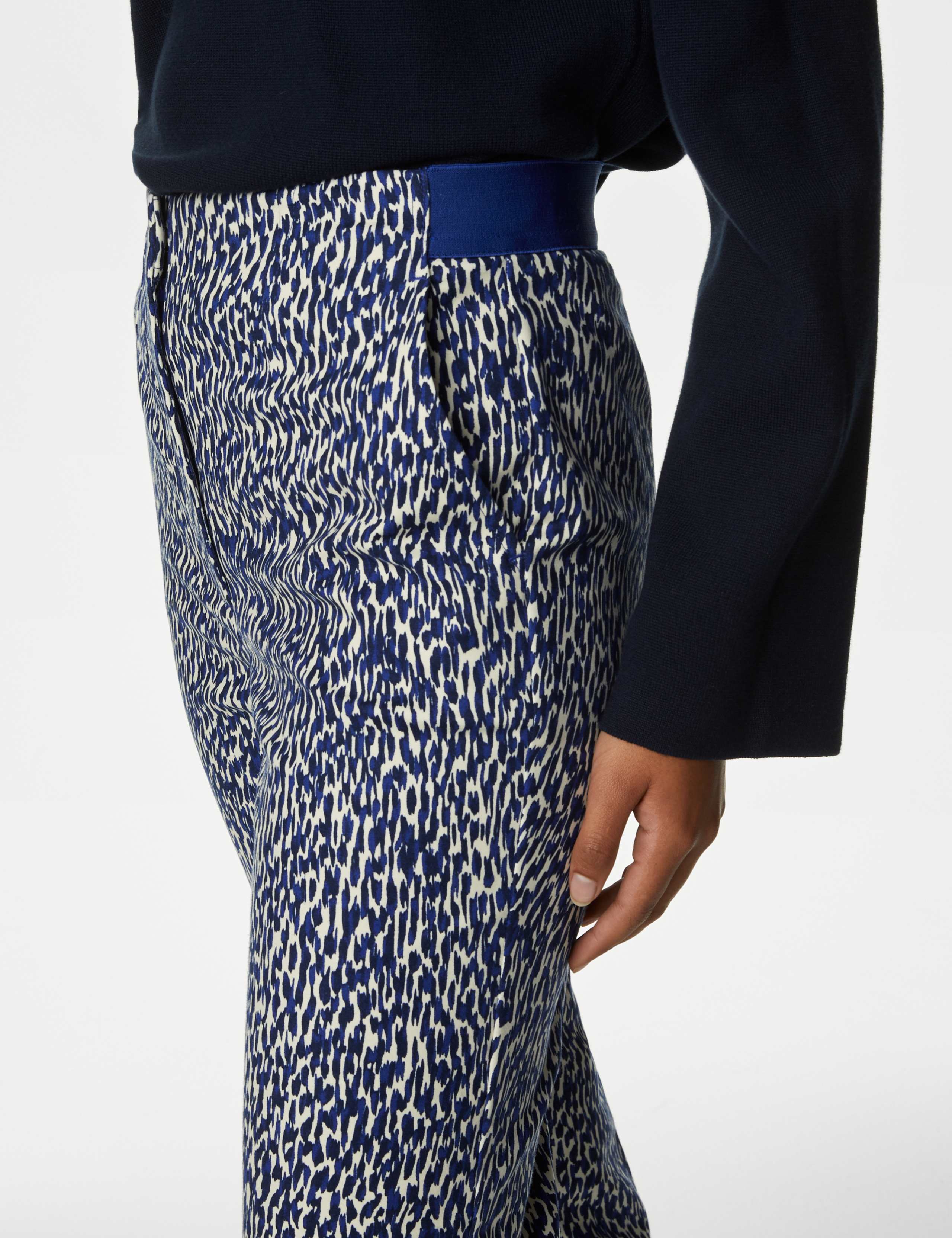 Cotton Rich Geometric Slim Fit Trousers 3 of 5