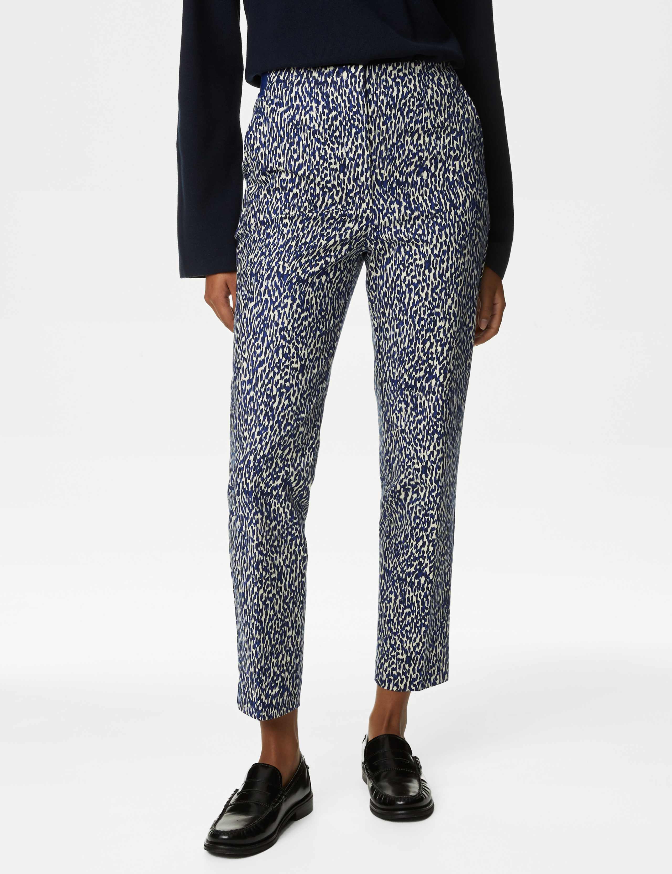 Cotton Rich Geometric Slim Fit Trousers 4 of 5