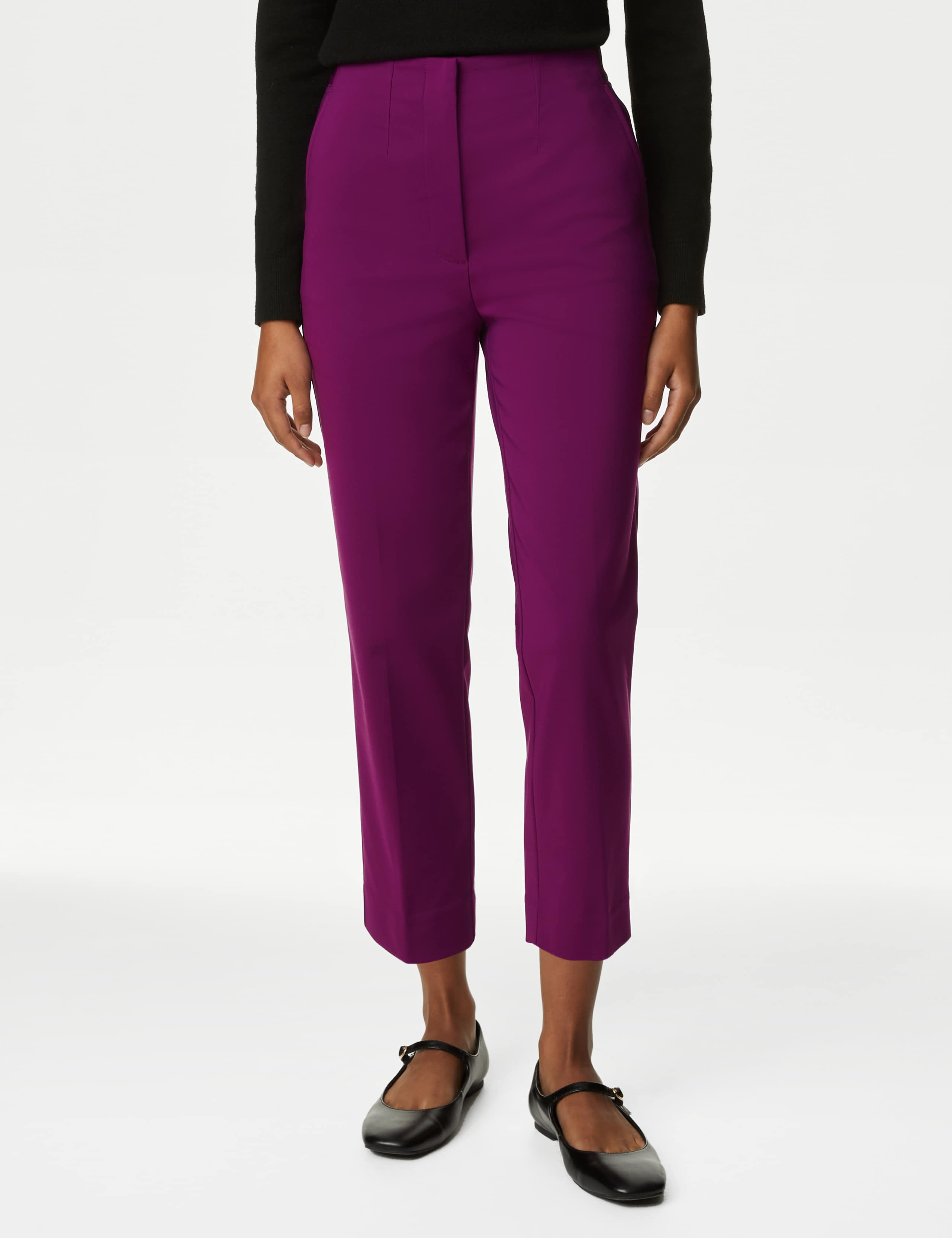 Cotton Blend Slim Fit Cropped Trousers 3 of 5