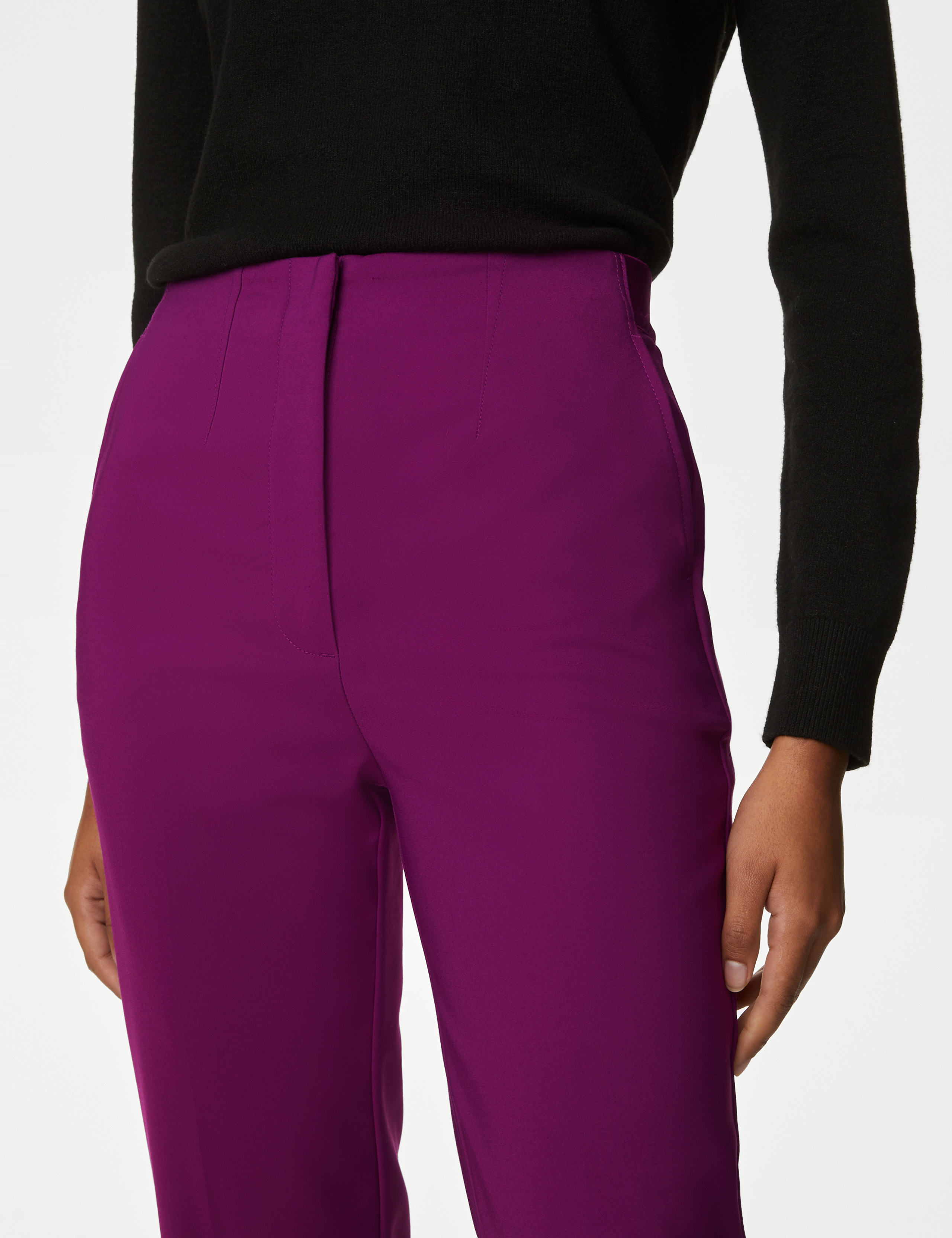 Cotton Blend Slim Fit Cropped Trousers 4 of 5