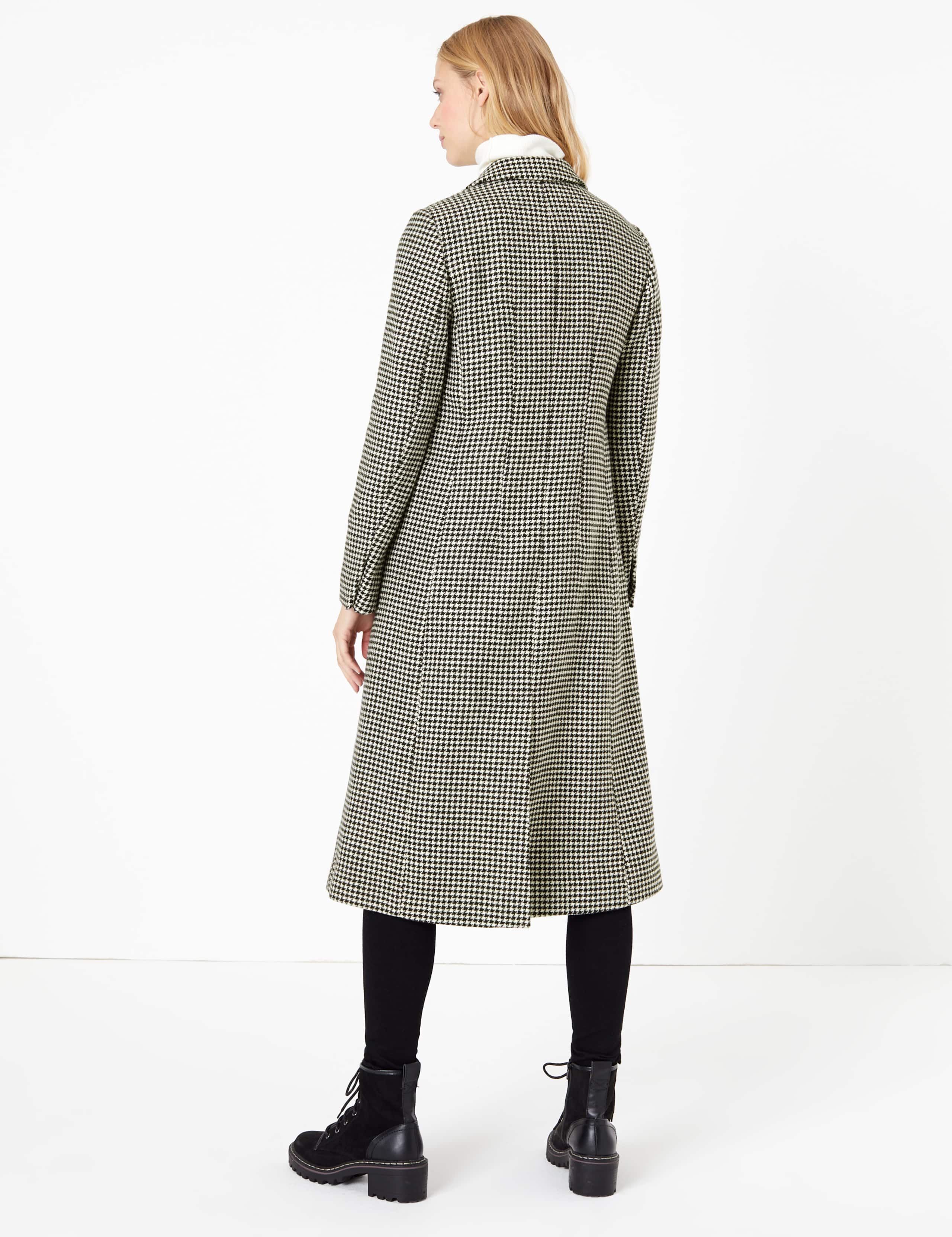 Wool Blend Dogtooth Print Overcoat 4 of 5