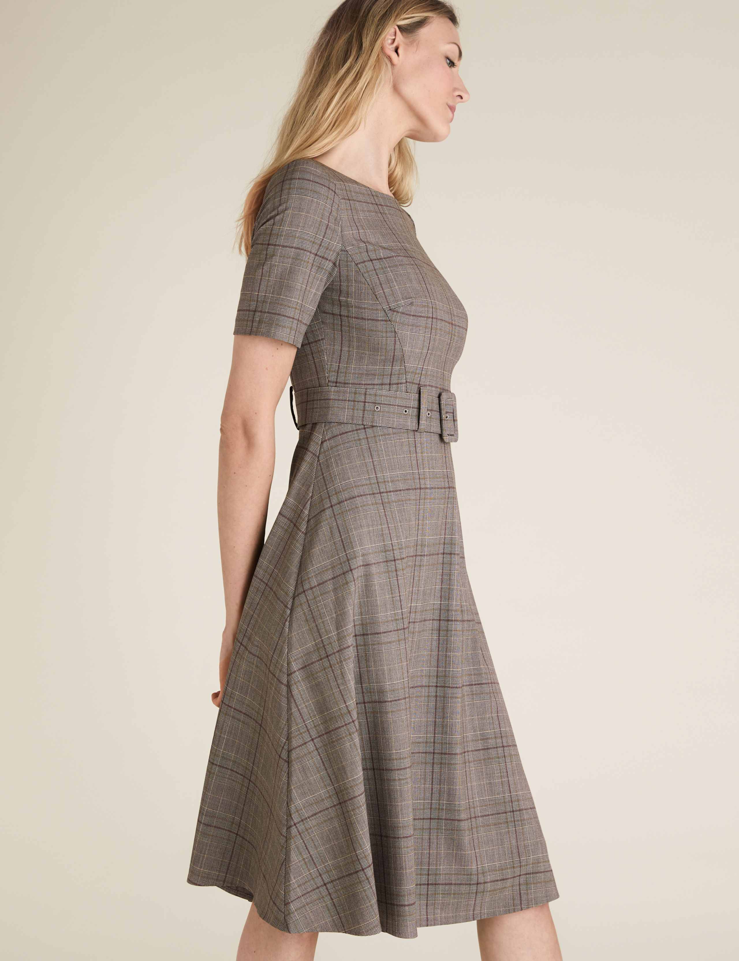 Checked Knee Length Skater Dress 3 of 5