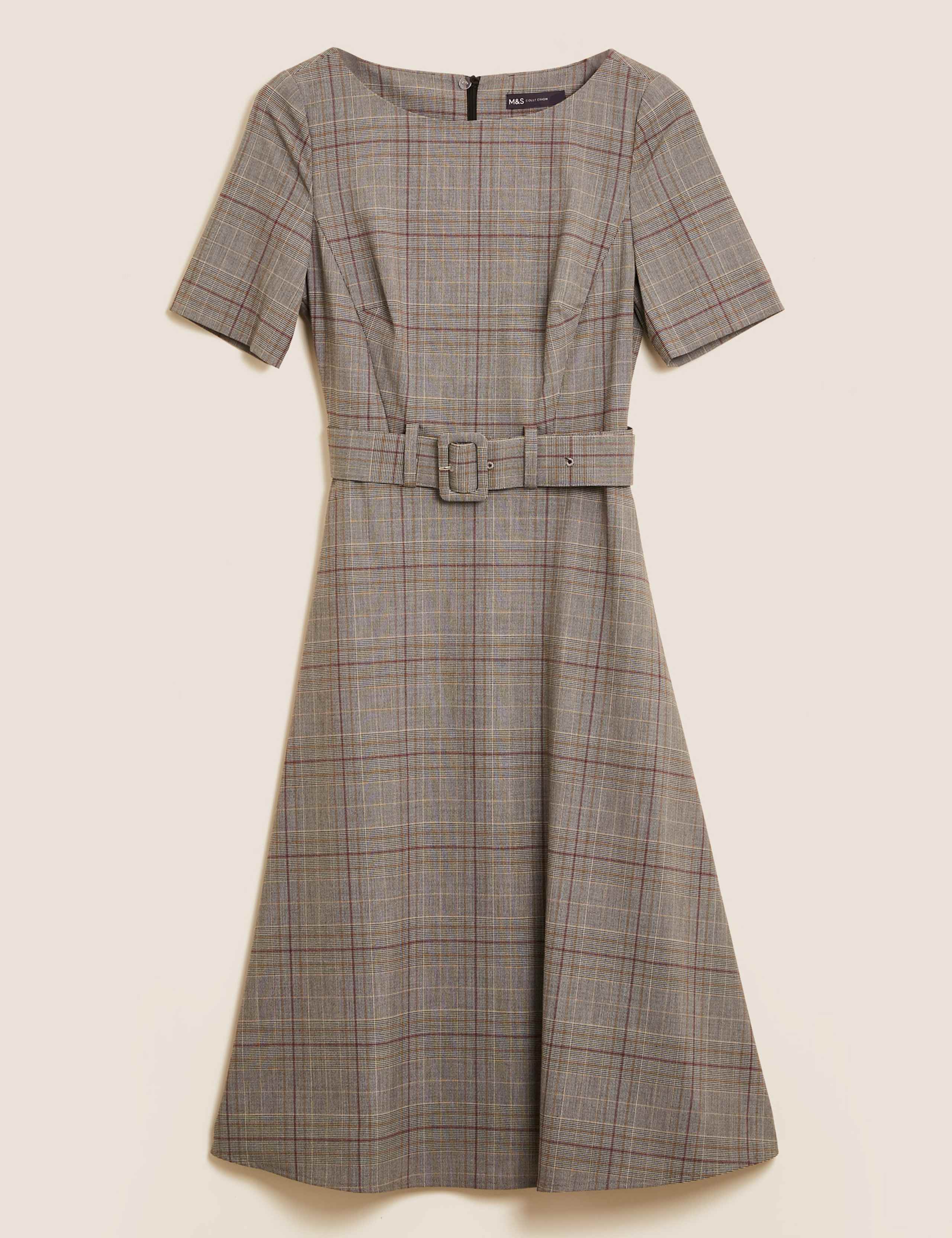 Checked Knee Length Skater Dress 2 of 5