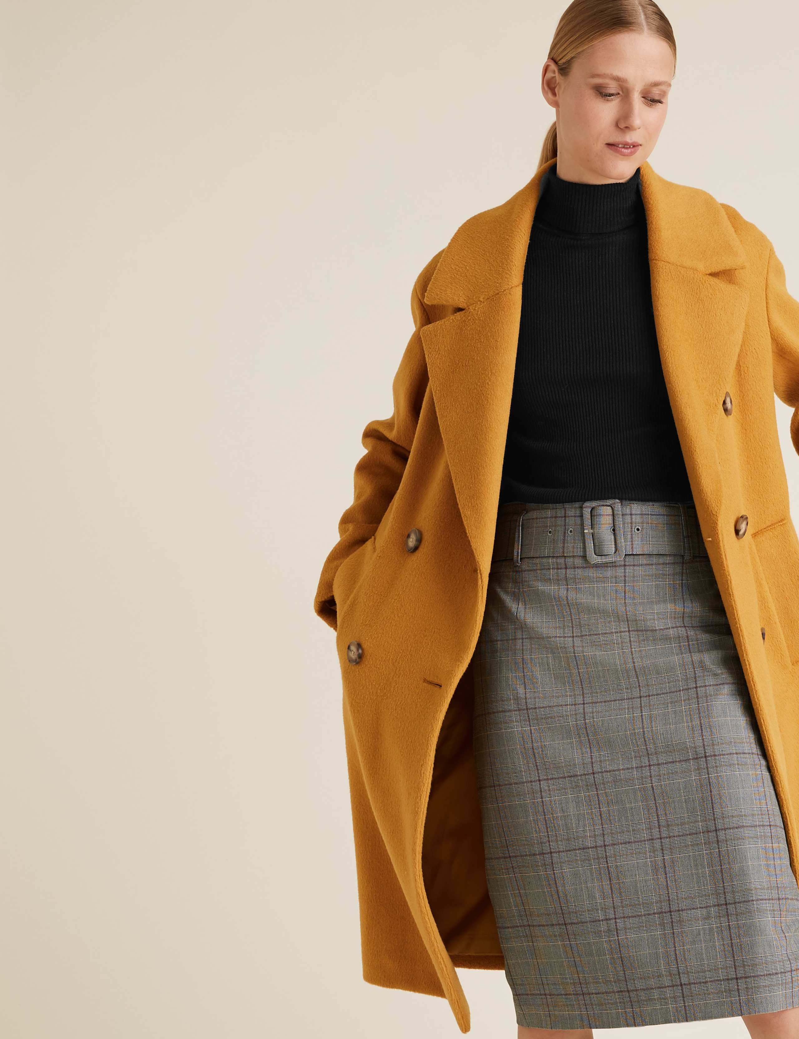 Checked Belted Knee Length Pencil Skirt 1 of 5