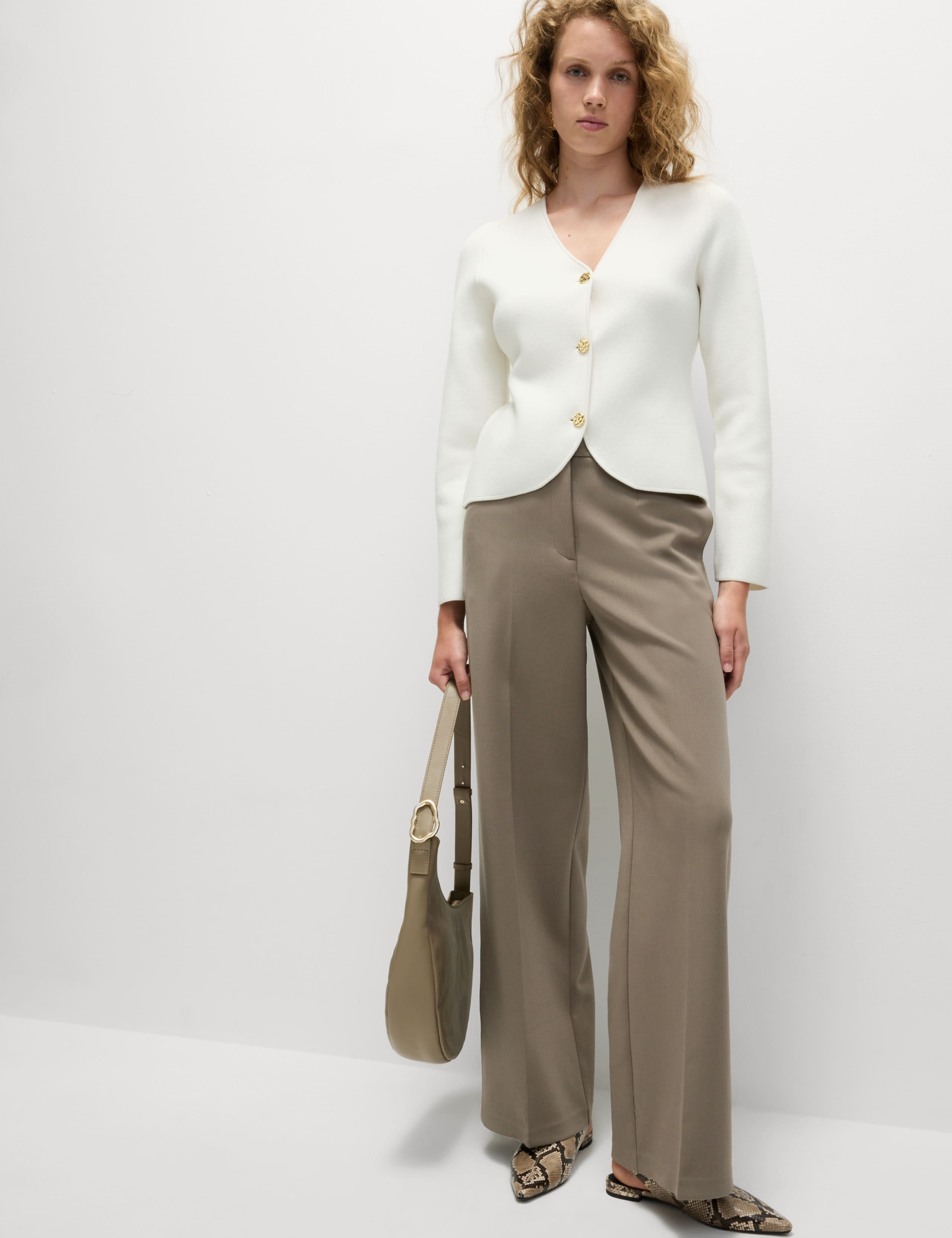 Crepe Tab Detail Wide Leg Trousers 3 of 6