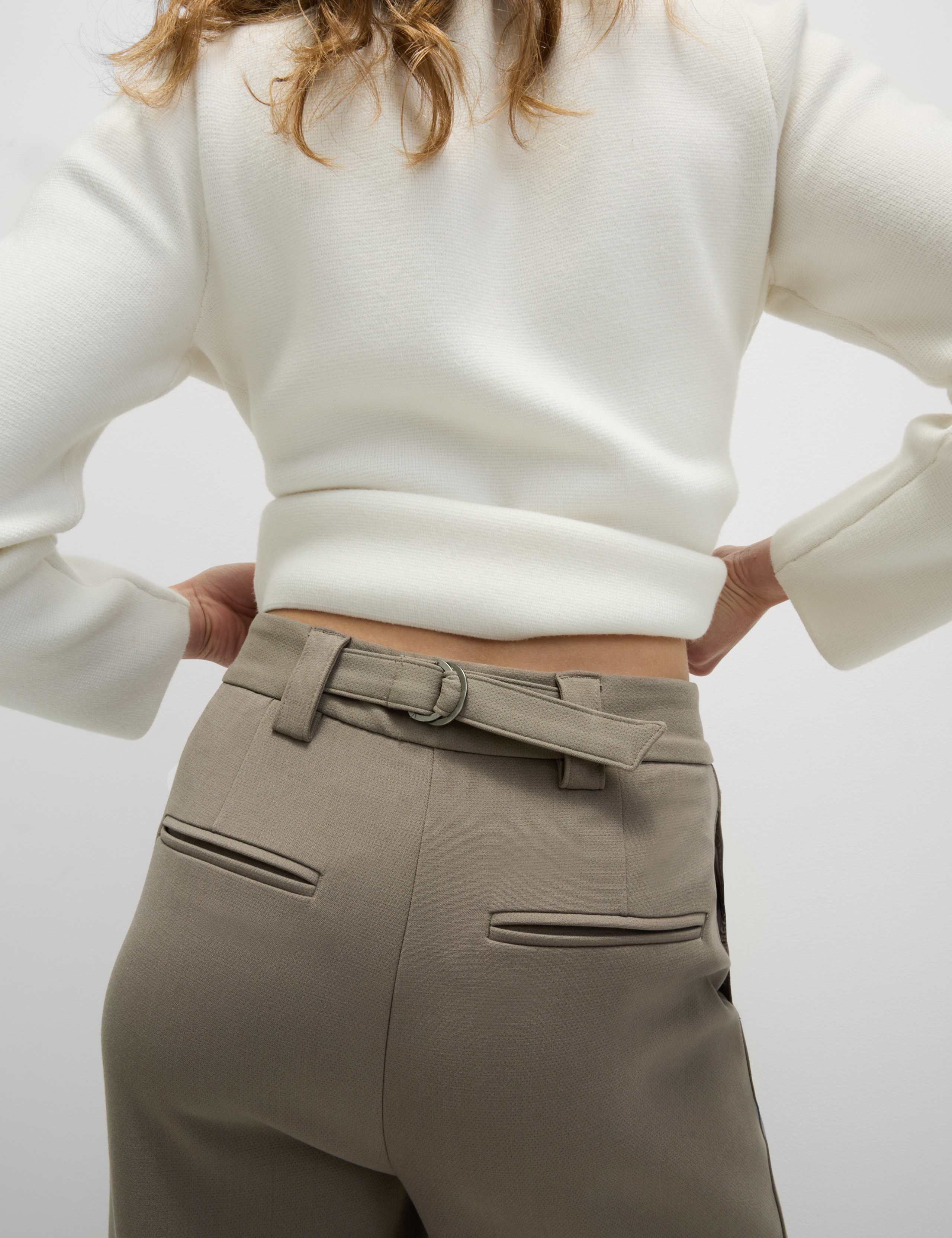 Crepe Tab Detail Wide Leg Trousers 4 of 6