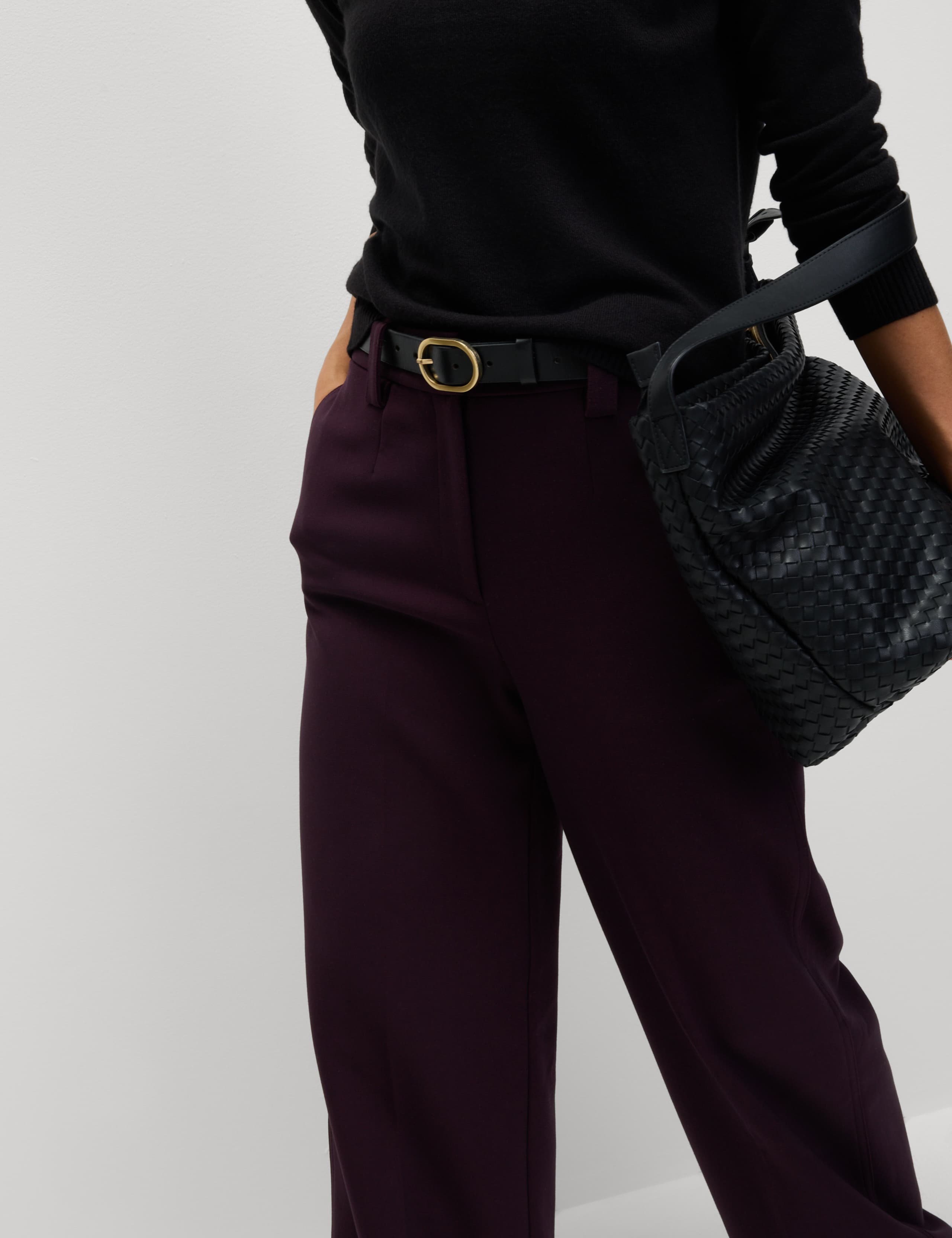 Crepe Tab Detail Wide Leg Trousers 3 of 7