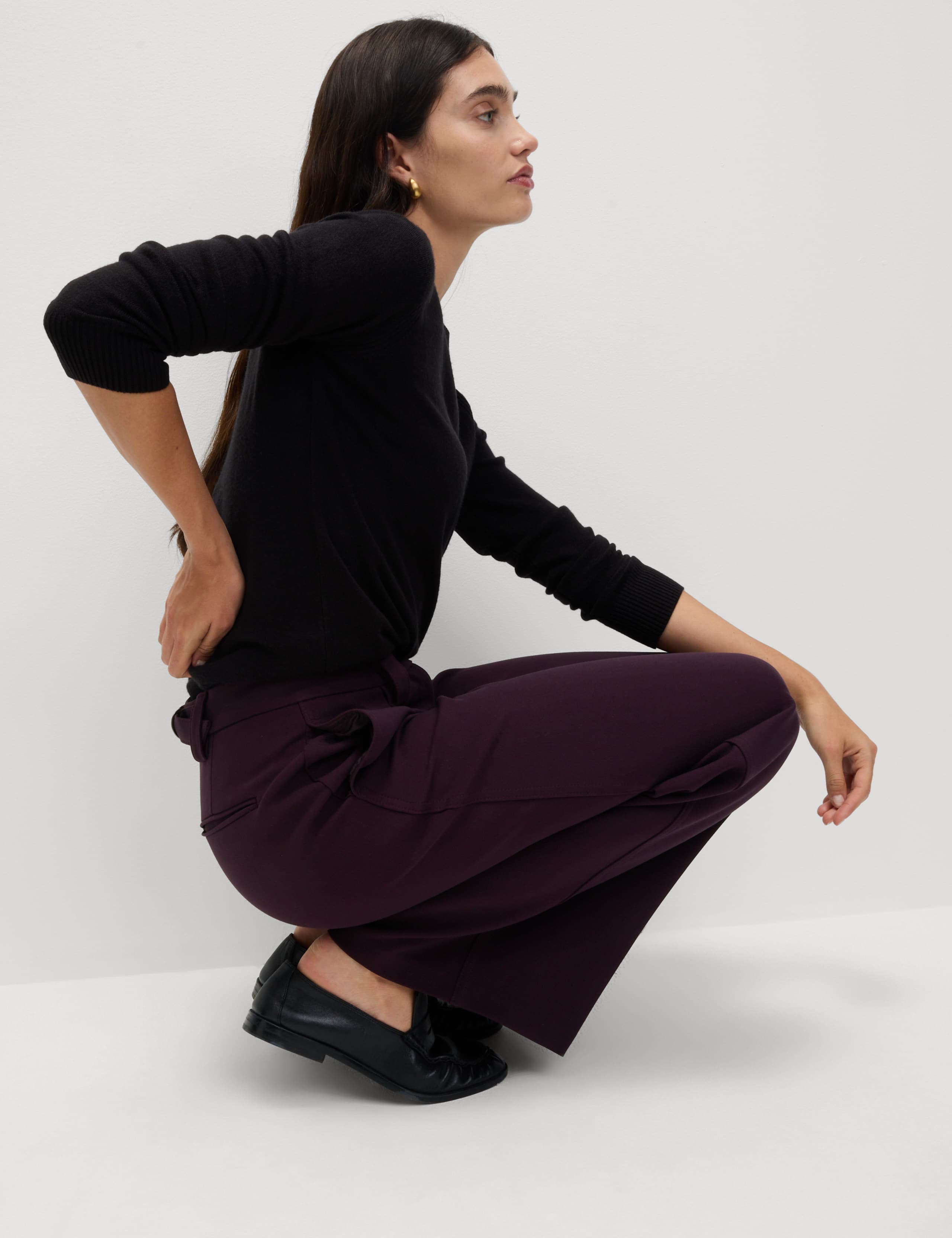 Crepe Tab Detail Wide Leg Trousers 7 of 7
