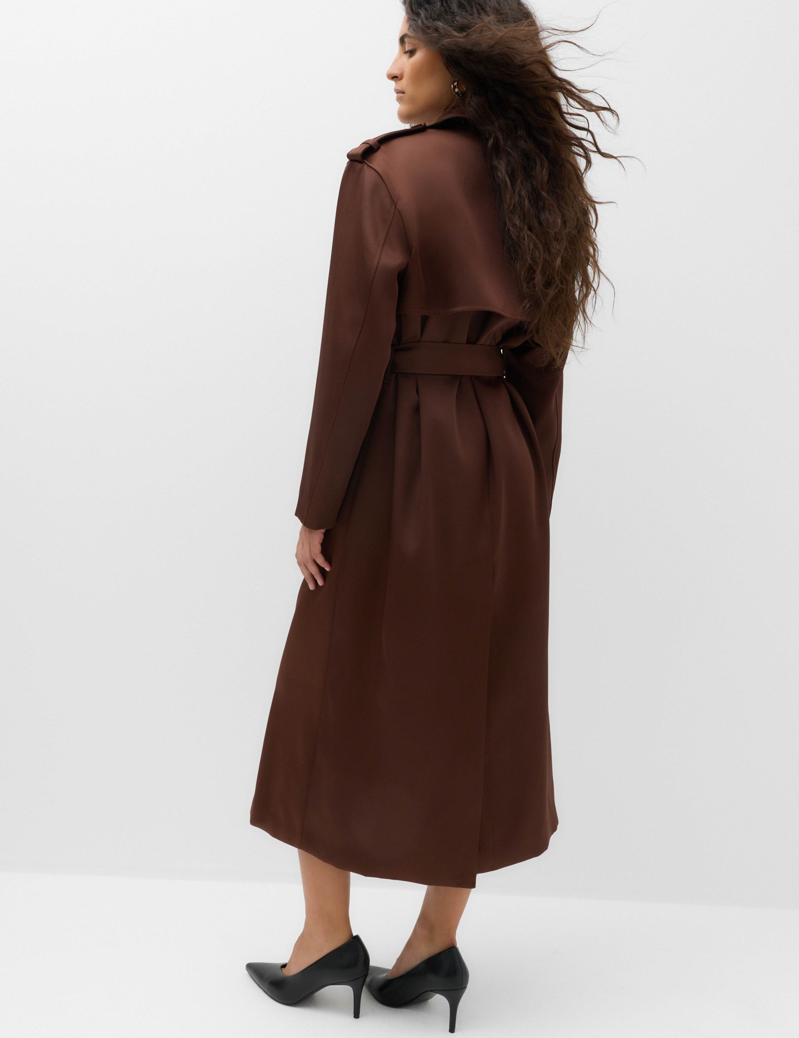 Satin Belted Trench Coat 4 of 7