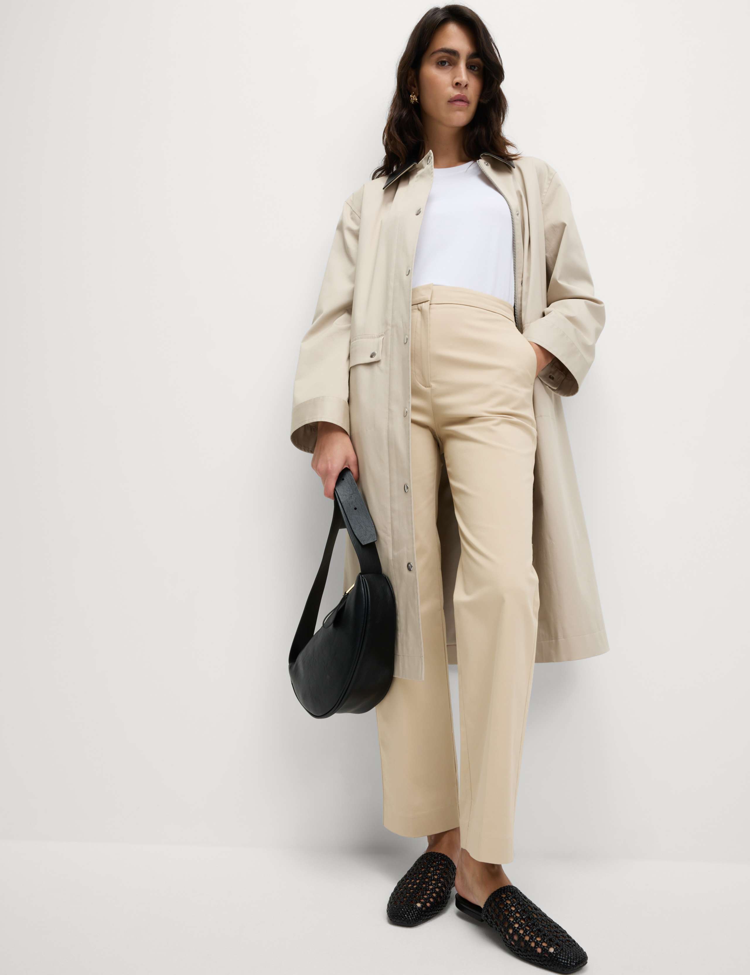 Cotton Rich Straight Leg Ankle Grazer Trousers 3 of 6
