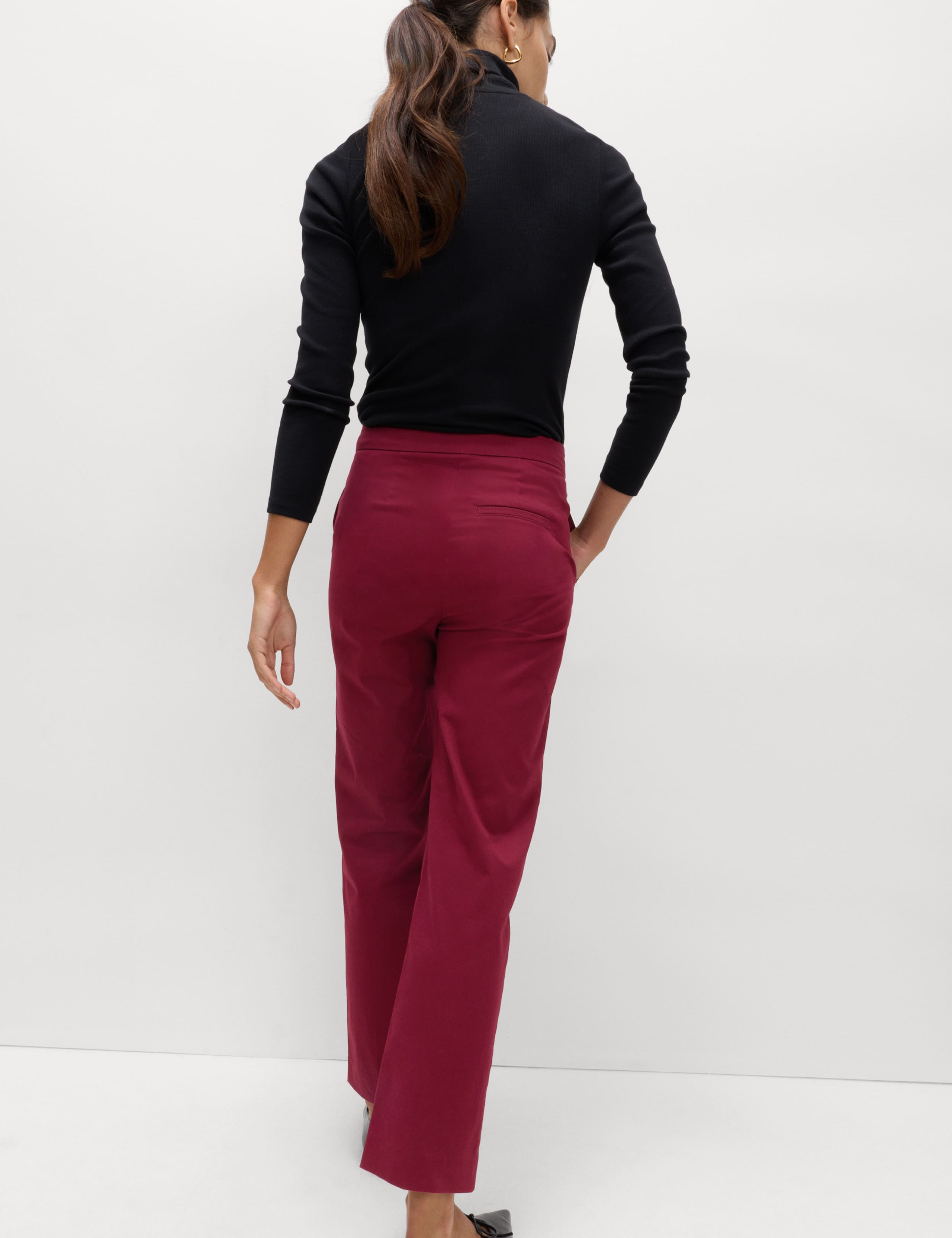 Cotton Rich Straight Leg Ankle Grazer Trousers 5 of 5