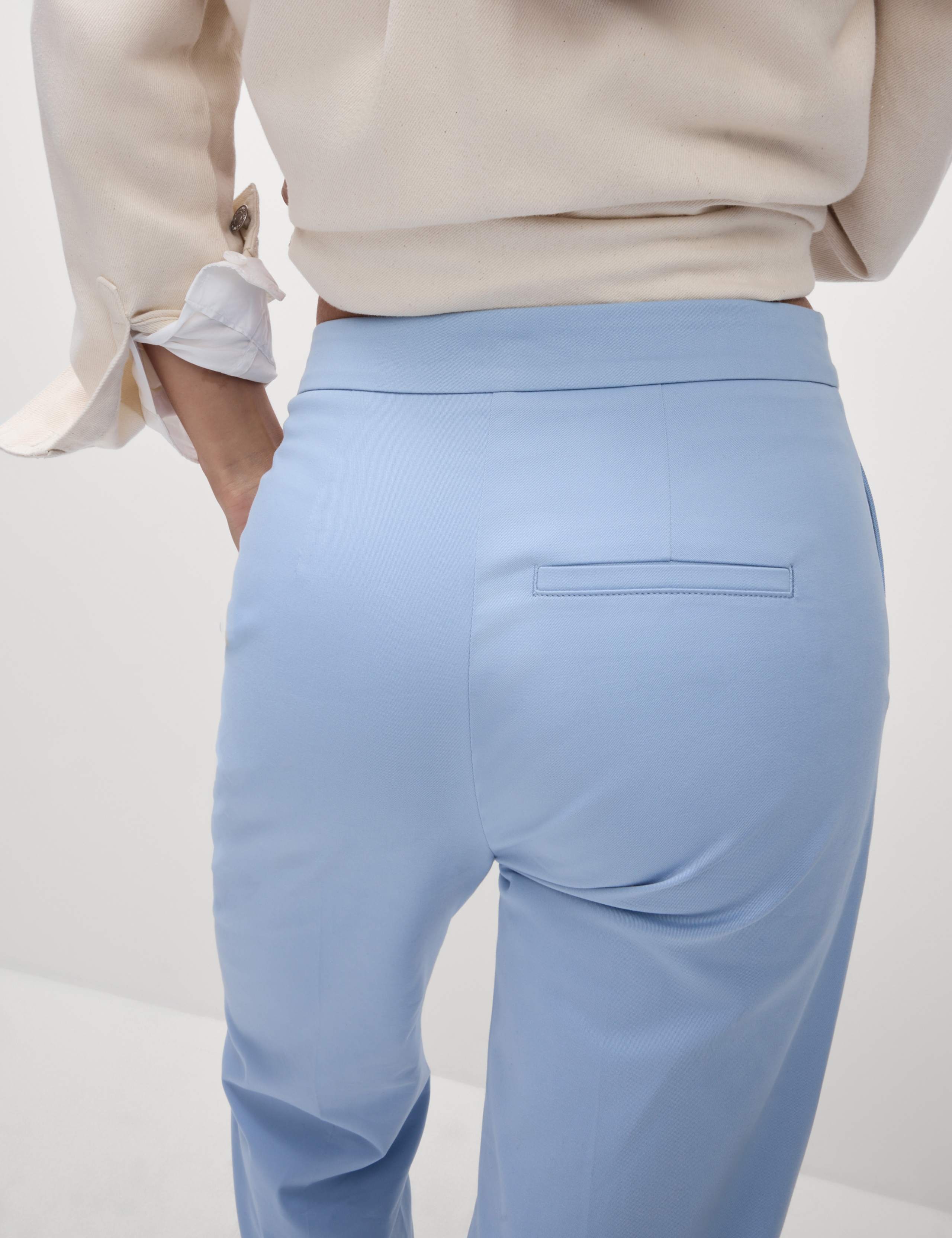 Cotton Rich Straight Leg Ankle Grazer Trousers 3 of 5