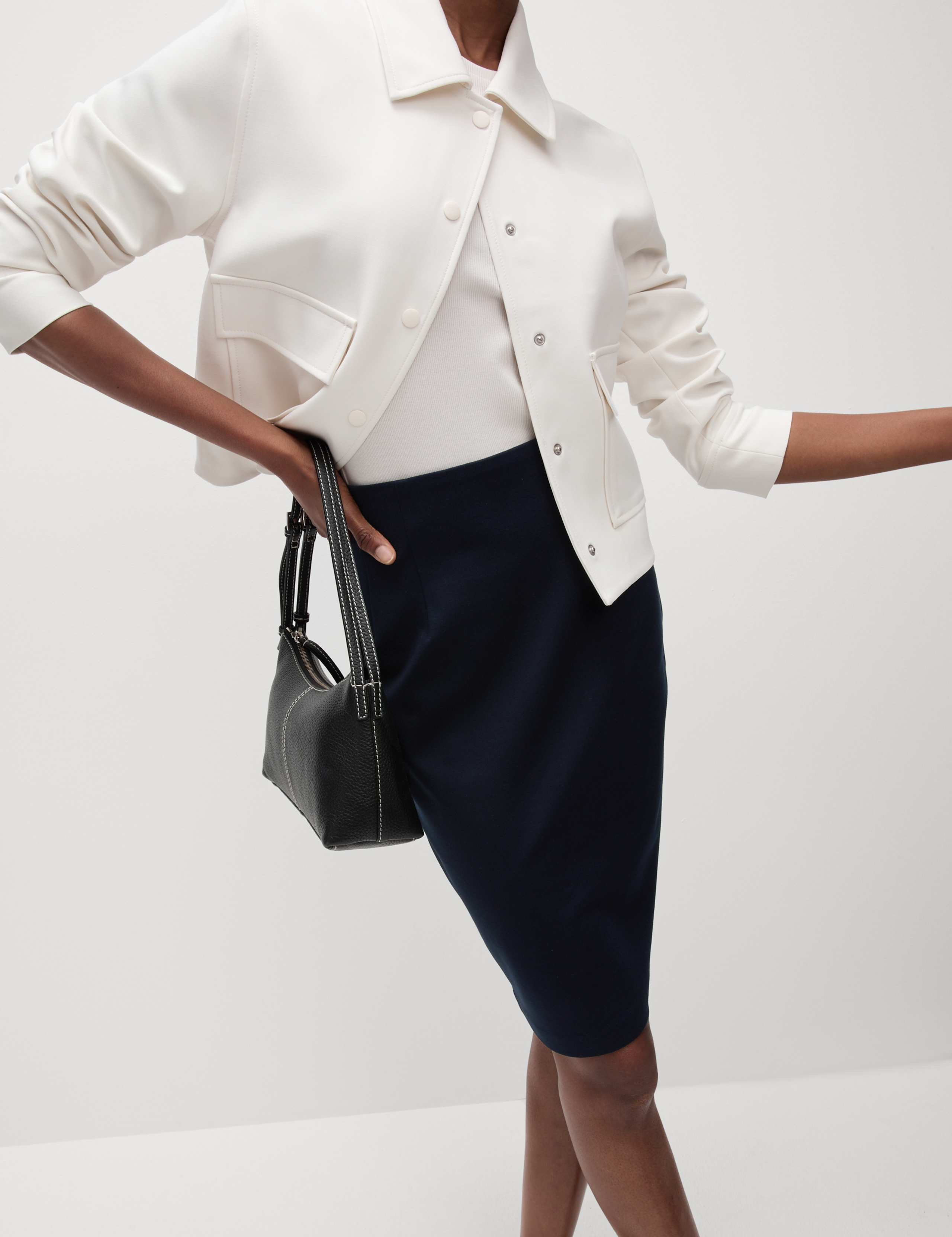 Jersey Knee Length Pencil Skirt 3 of 5