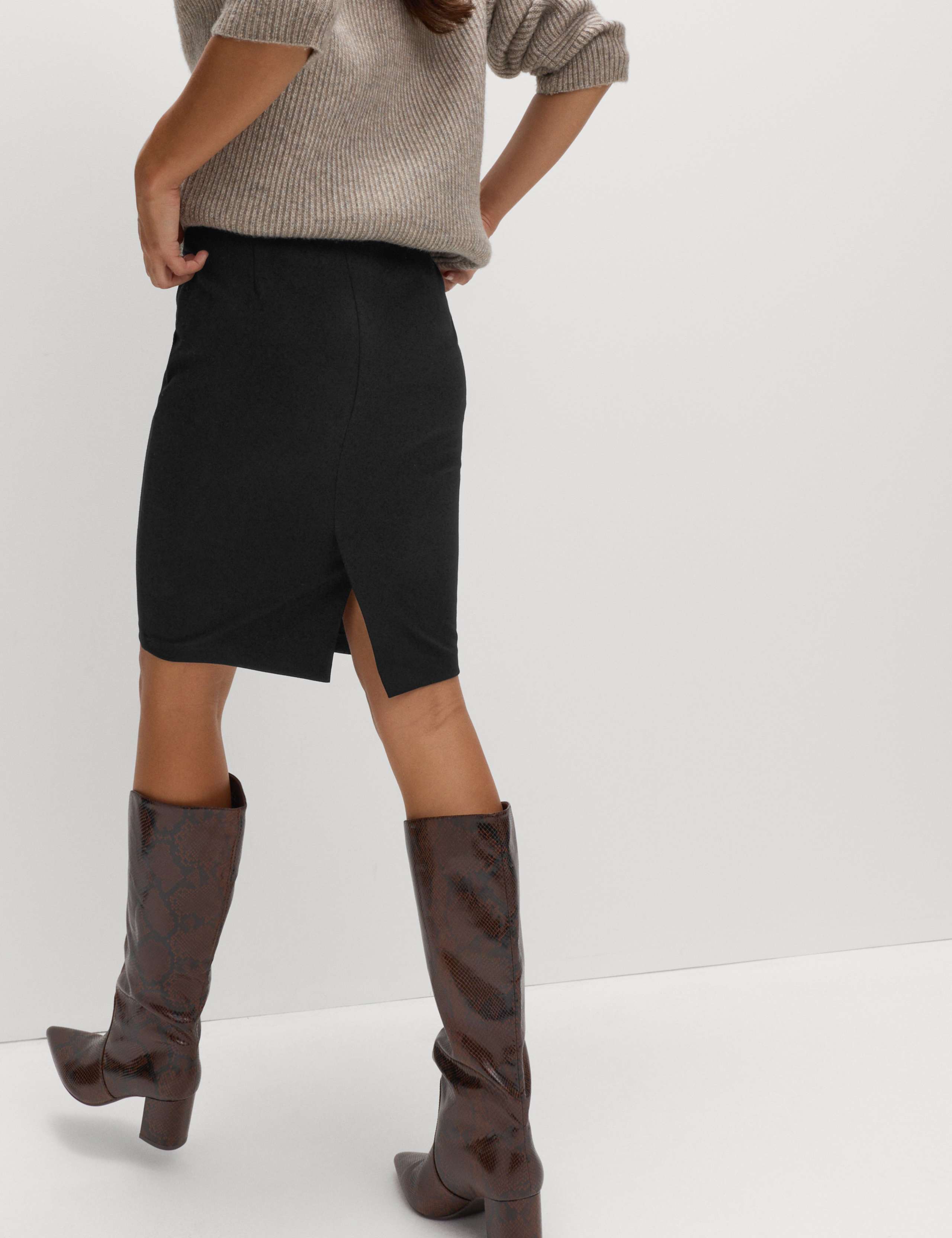 Jersey Knee Length Pencil Skirt 3 of 5