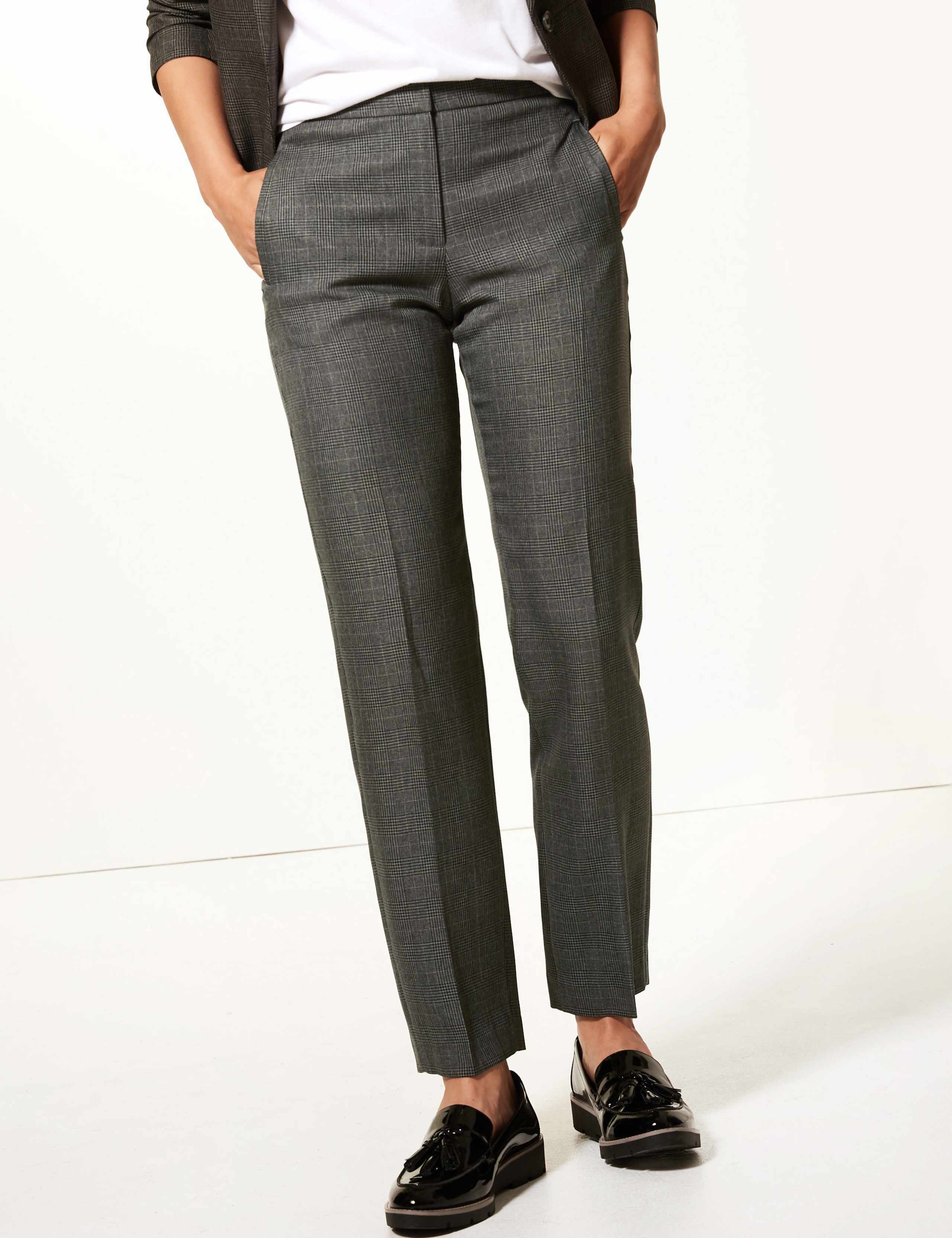 Checked Straight Leg Ankle Grazer Trousers 1 of 6