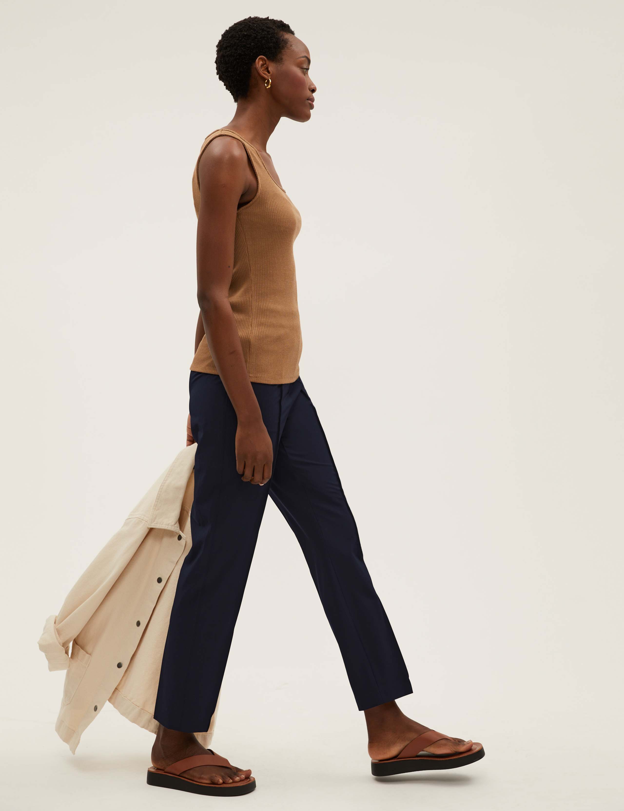 Woven Elasticated Waist Tapered Trousers 1 of 5