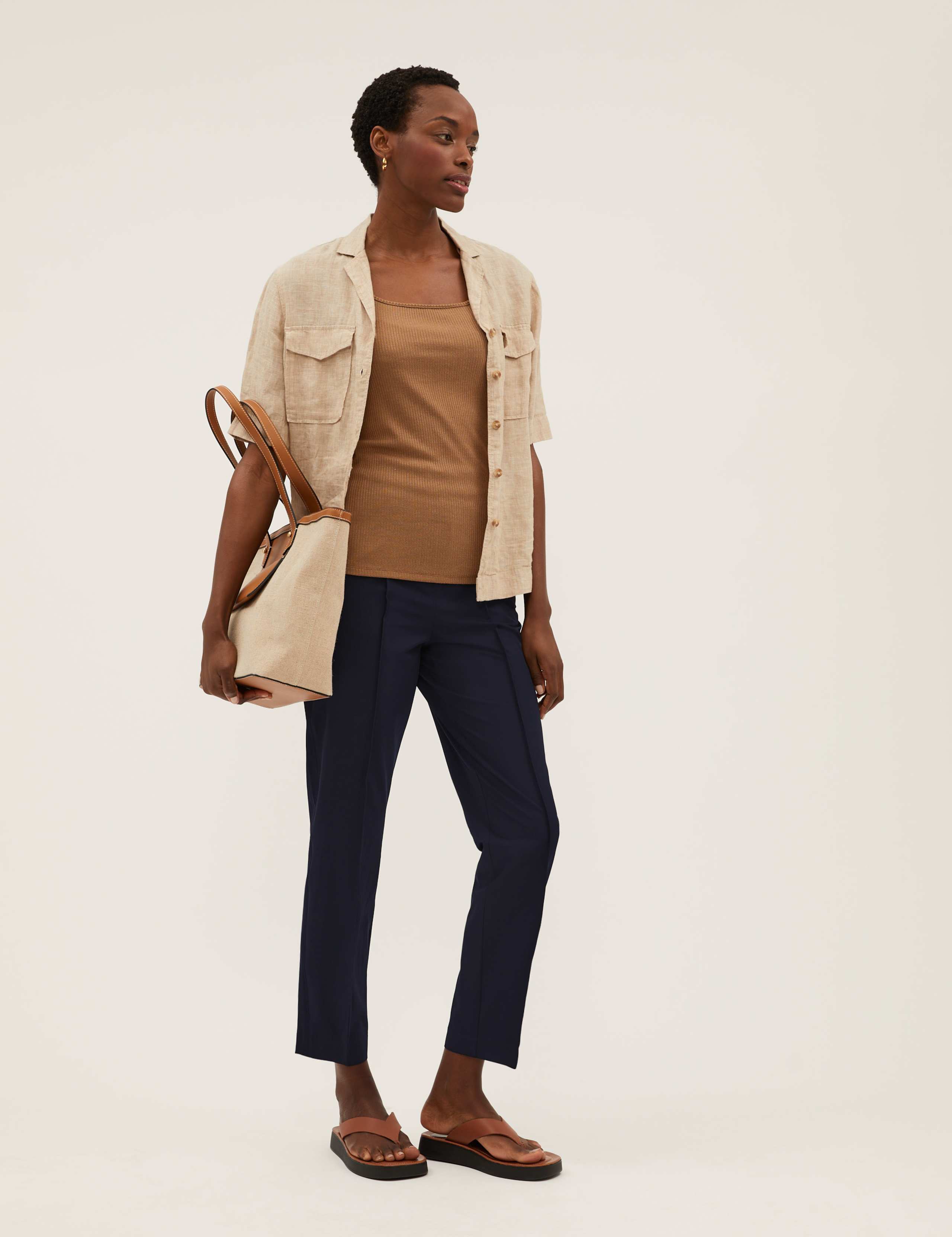 Woven Elasticated Waist Tapered Trousers 5 of 5