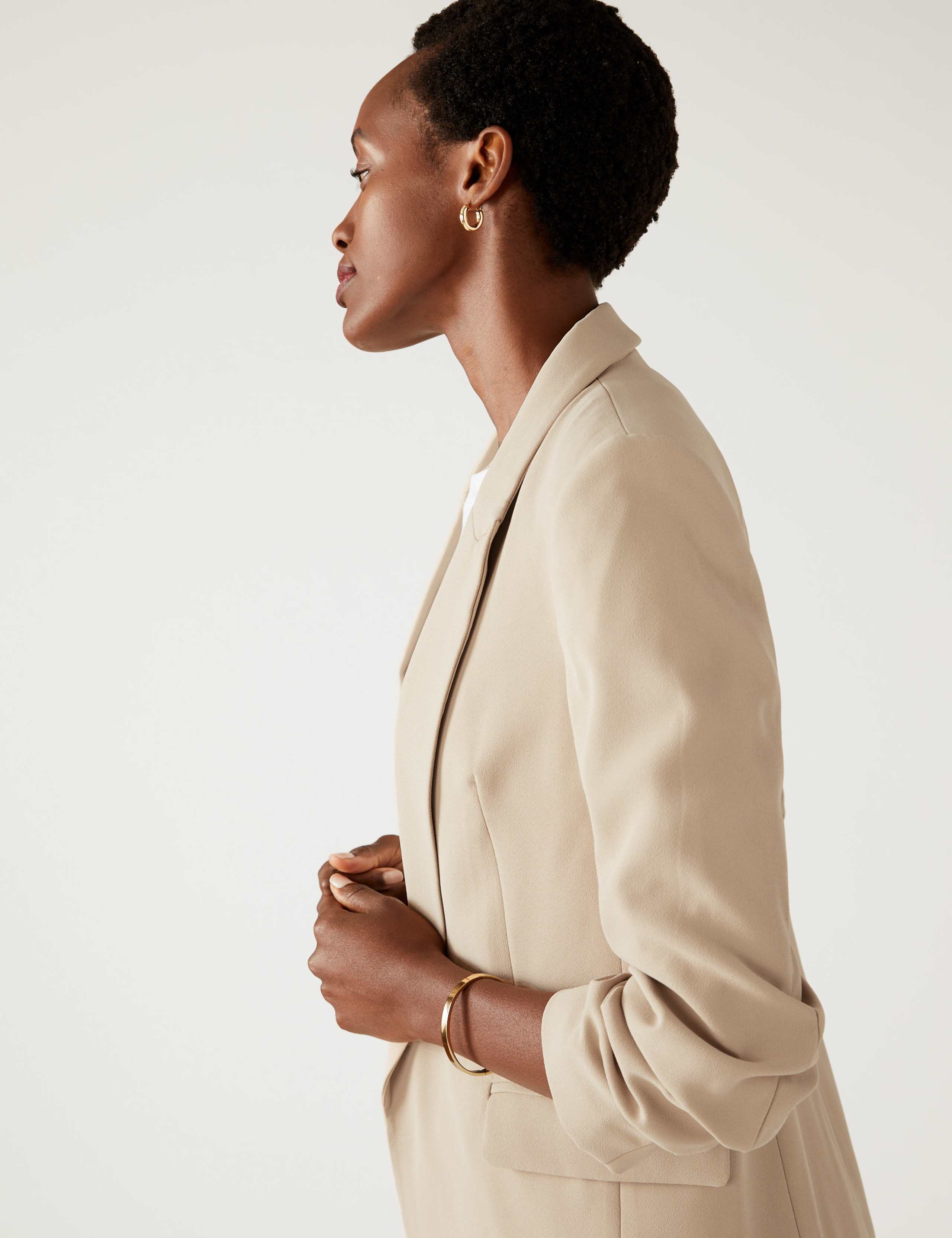 Relaxed Ruched Sleeve Blazer 1 of 5