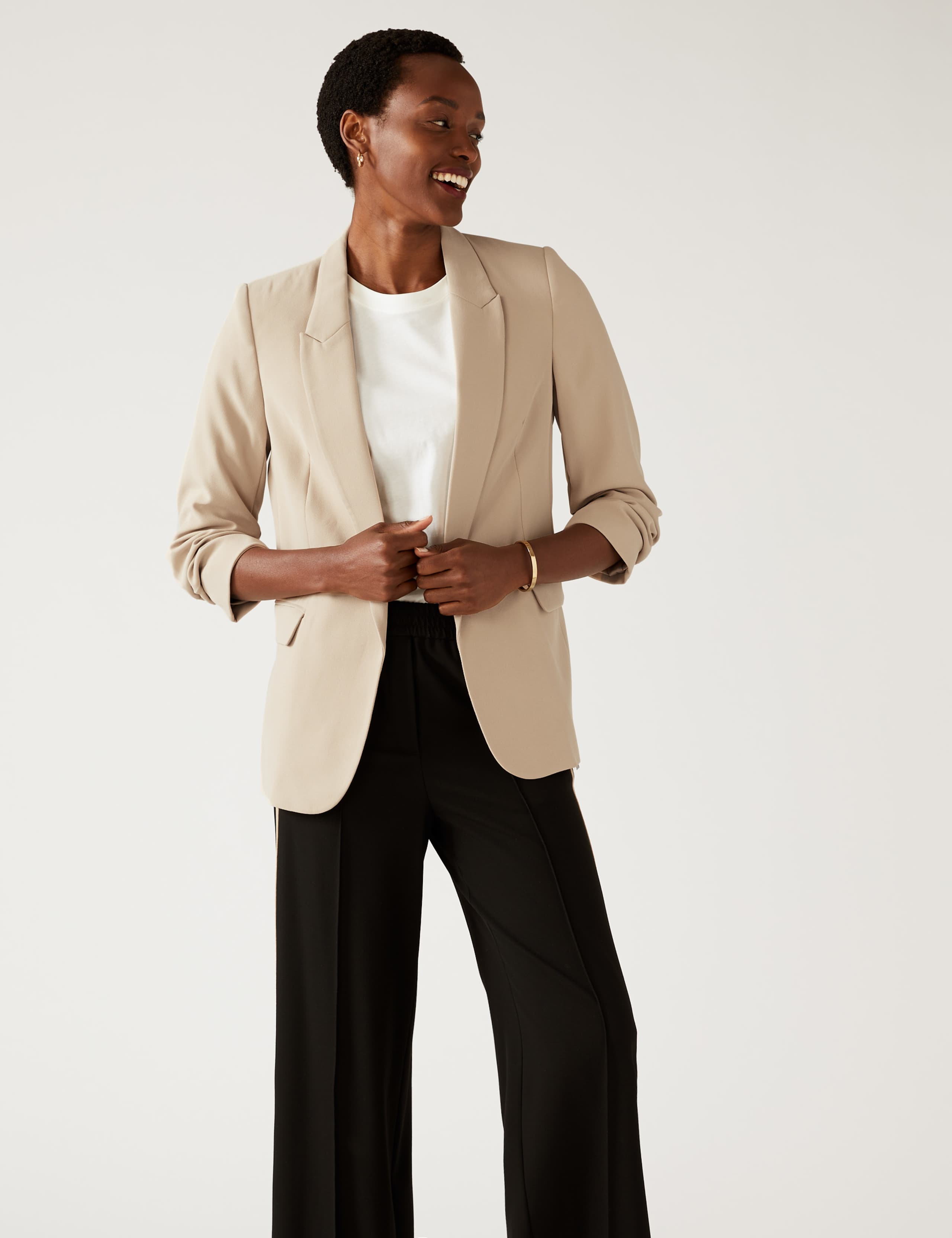 Relaxed Ruched Sleeve Blazer 3 of 5