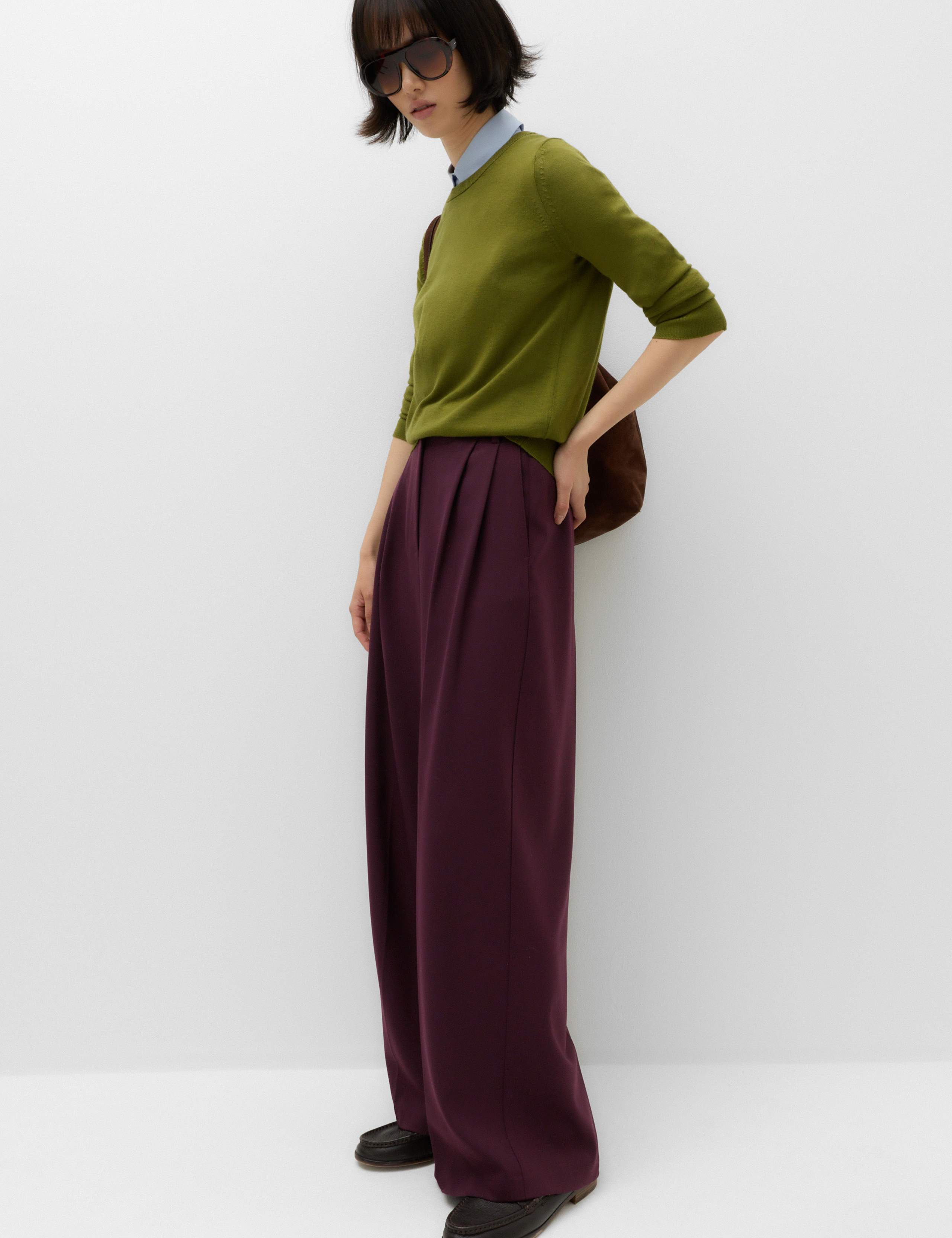 Double Pleated Side Tab Wide Leg Trousers 6 of 7