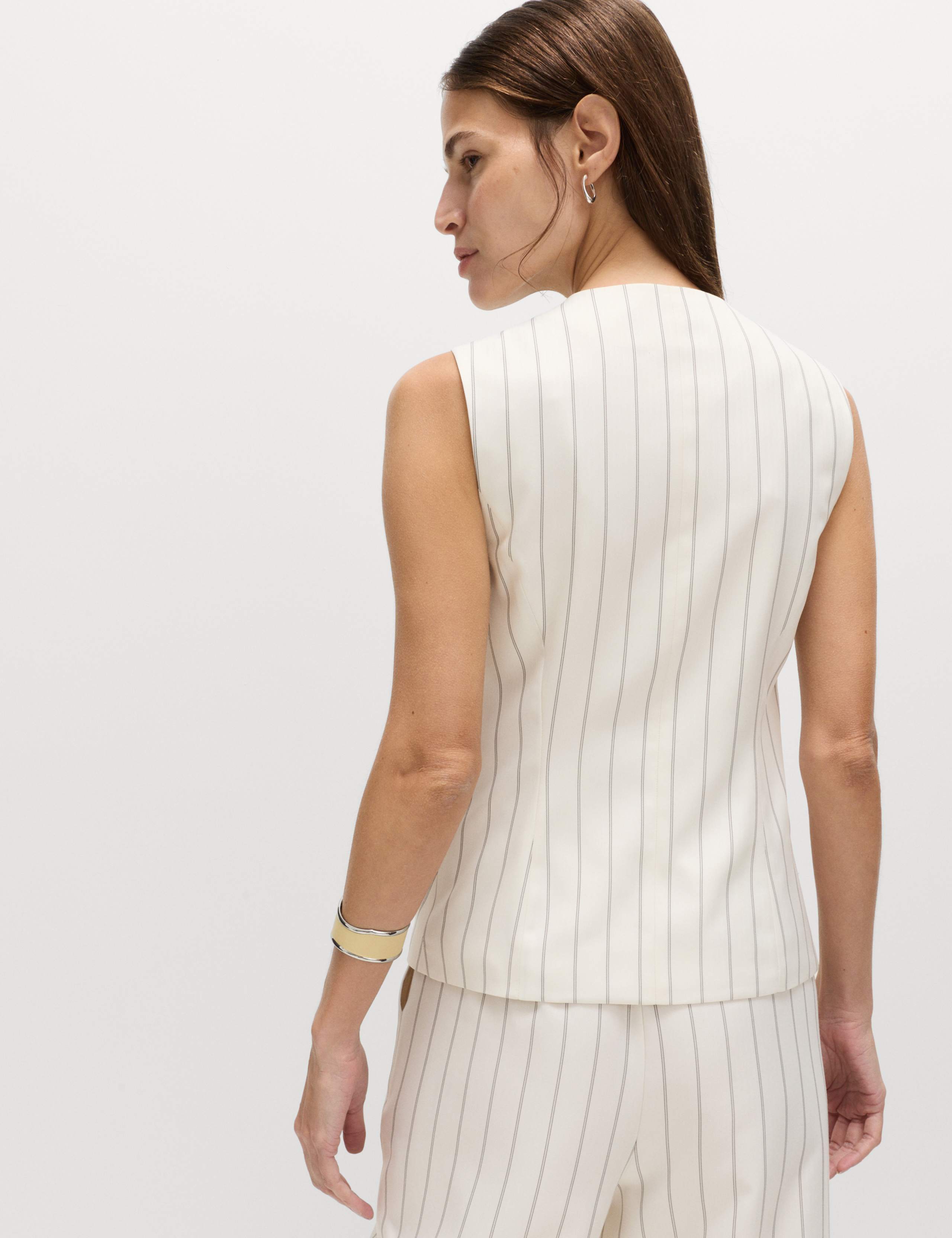 Striped V-Neck Longline Waistcoat 3 of 5