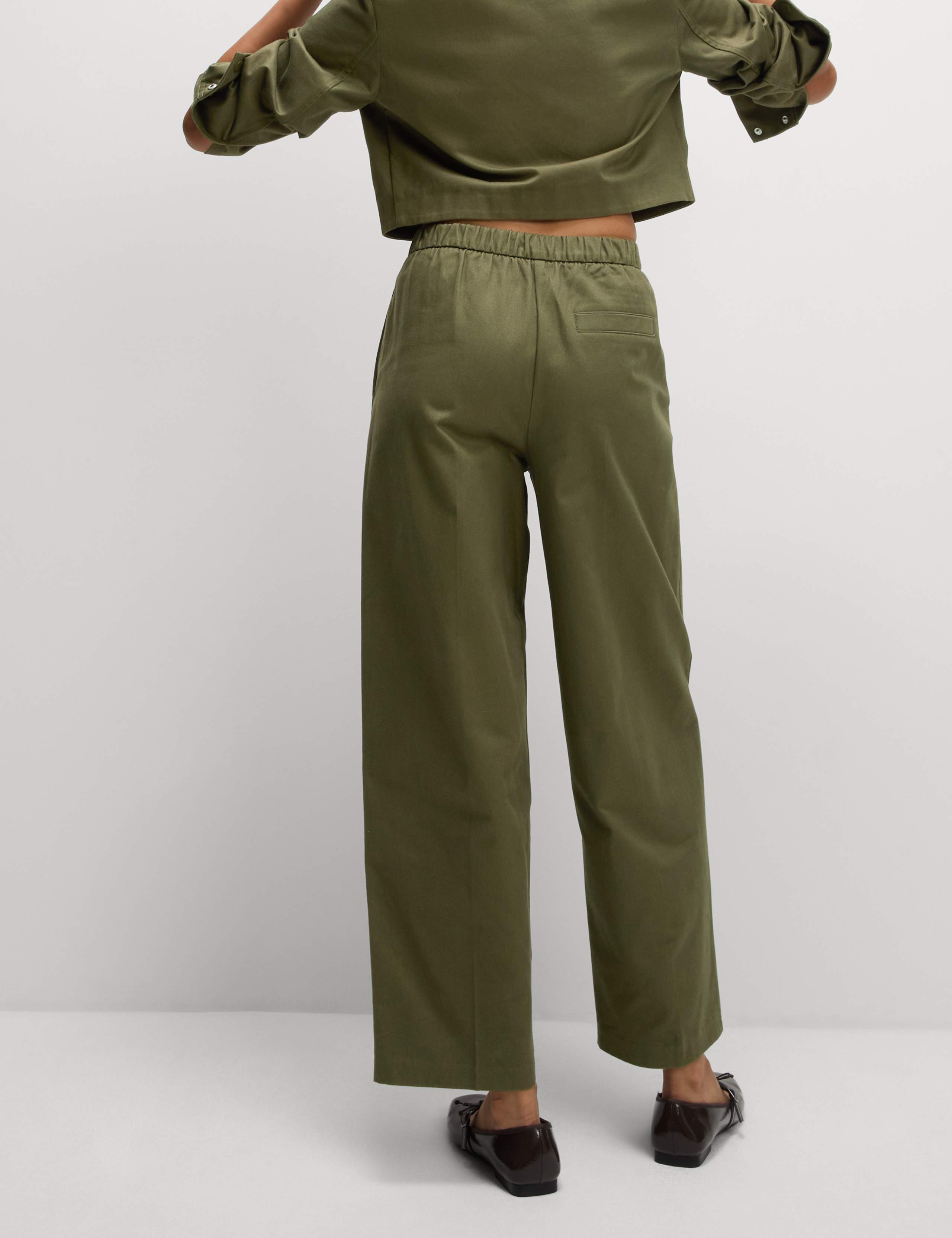Pure Cotton Twill Barrel Leg Trousers 3 of 5