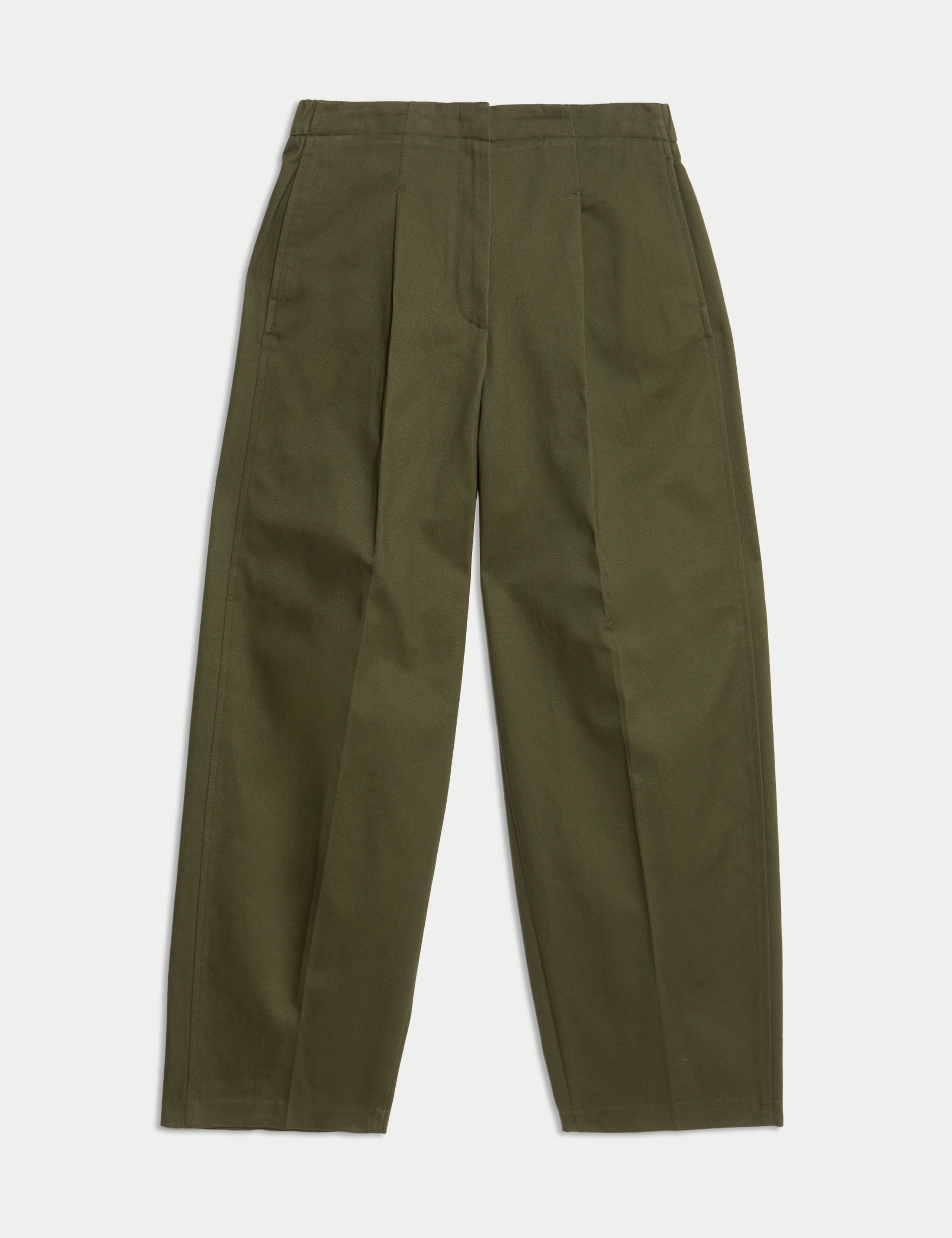 Pure Cotton Twill Barrel Leg Trousers 2 of 5