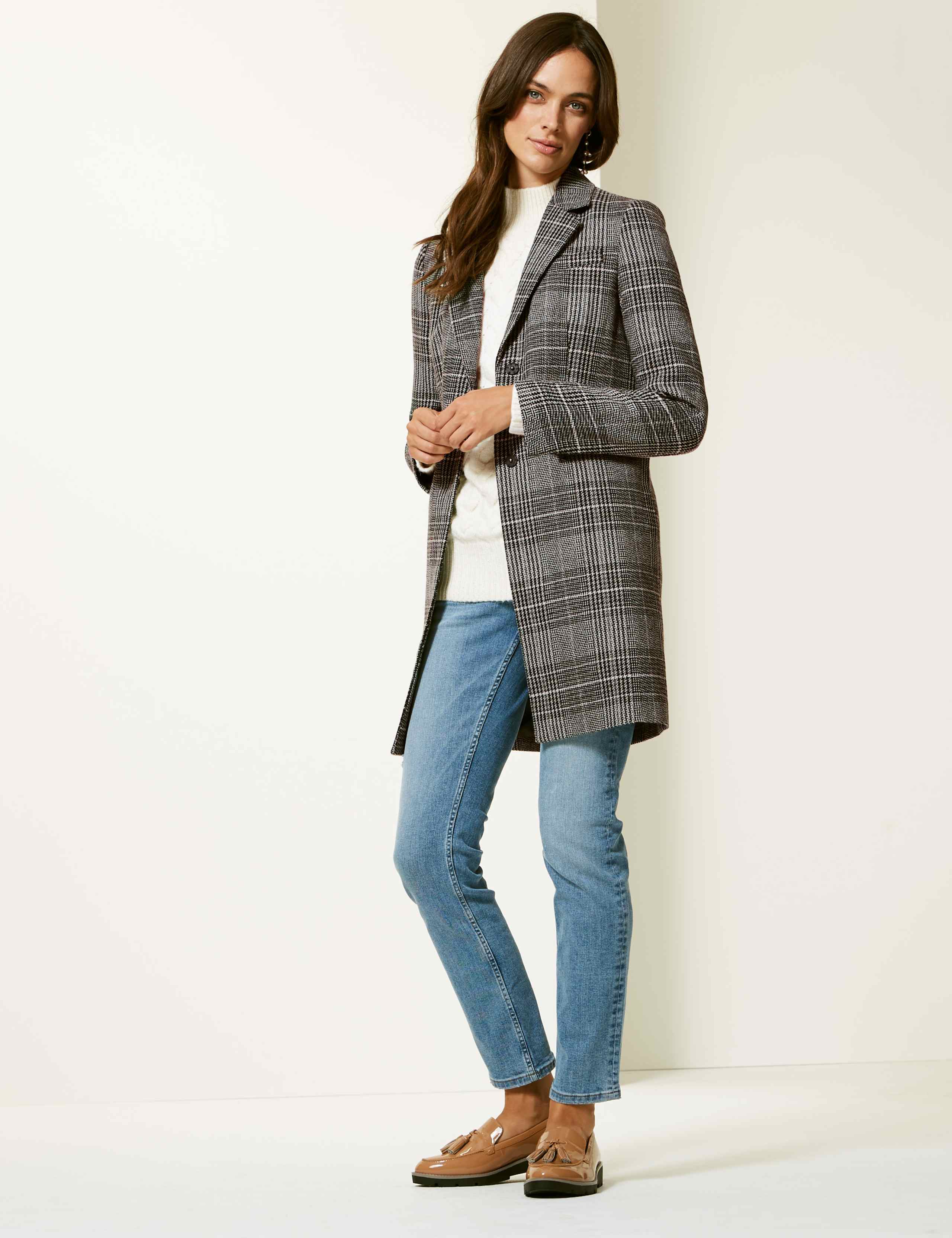 Checked Single Breasted Coat 1 of 6