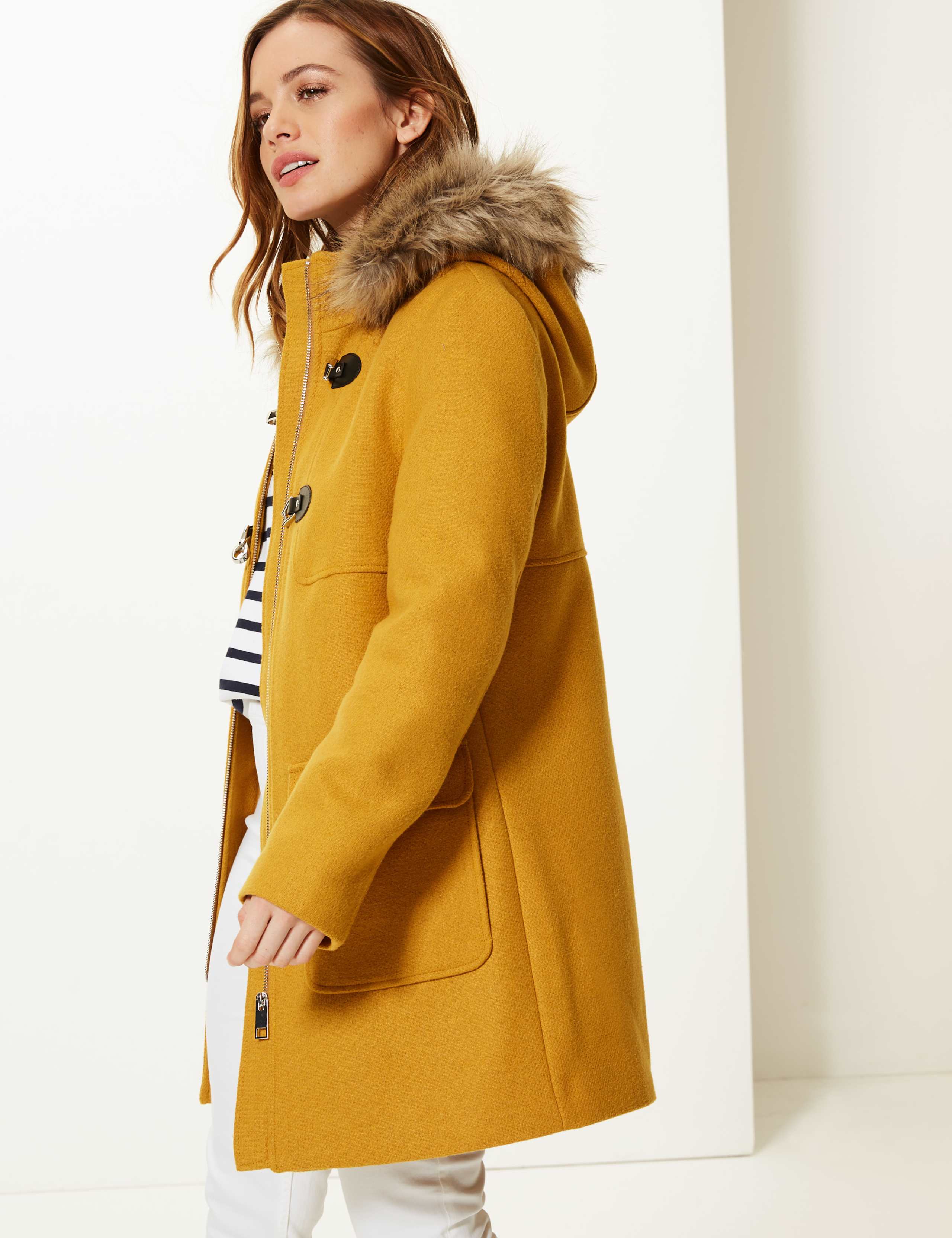 PETITE Faux Fur Duffle Coat | M&S Collection | M&S IE