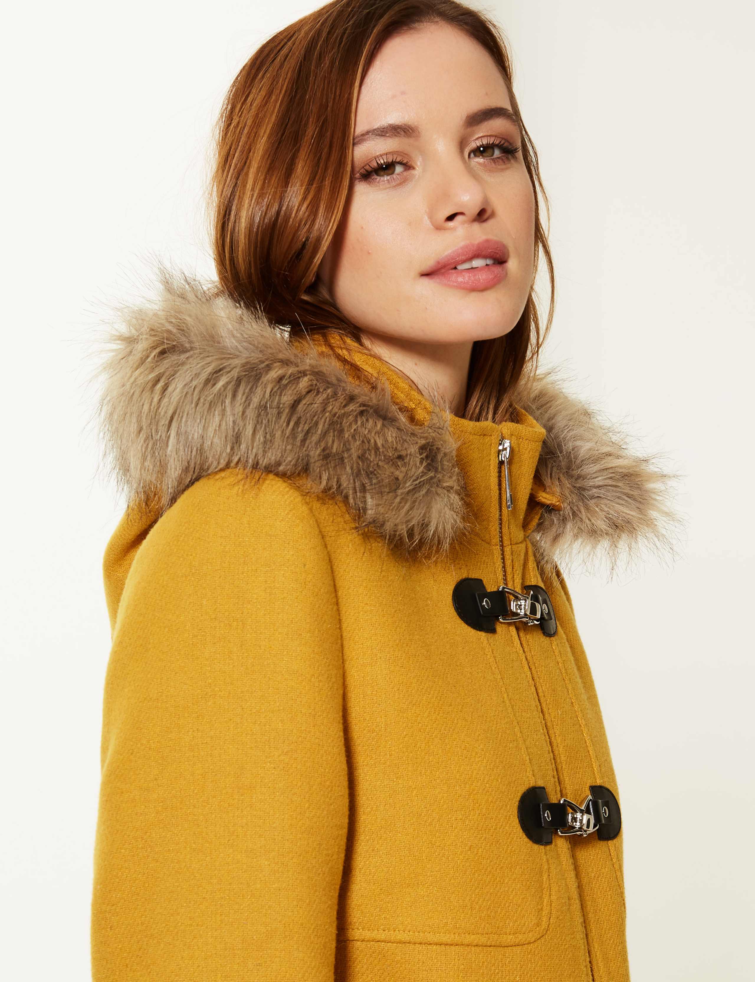 PETITE Faux Fur Duffle Coat | M&S Collection | M&S IE