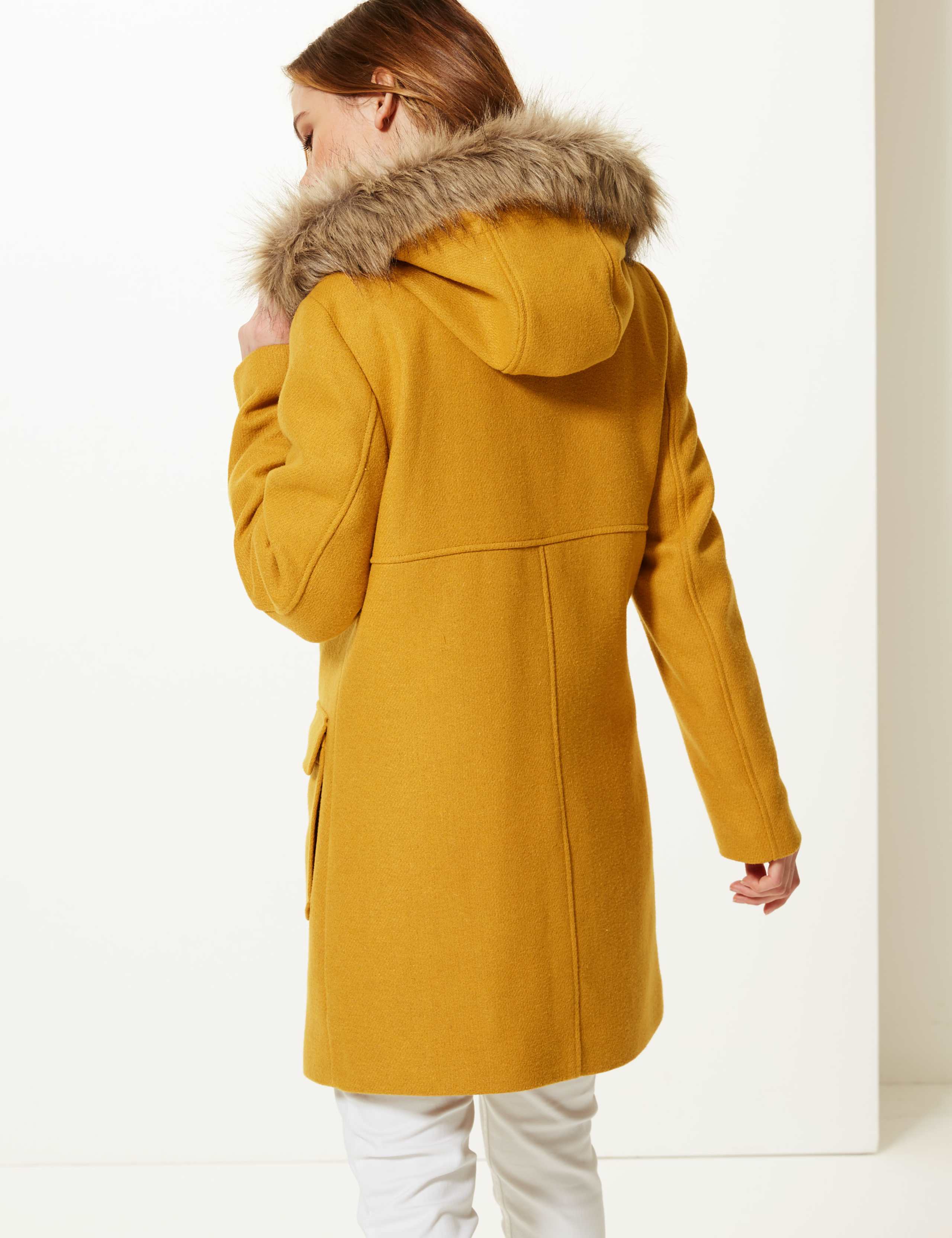 PETITE Faux Fur Duffle Coat | M&S Collection | M&S IE